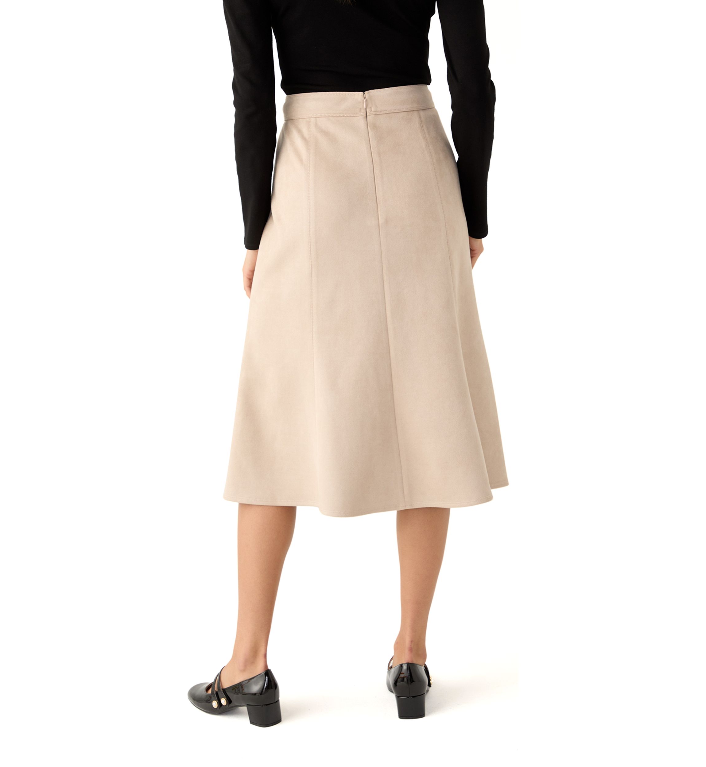 Womens Vegan Suede Midi Skirt