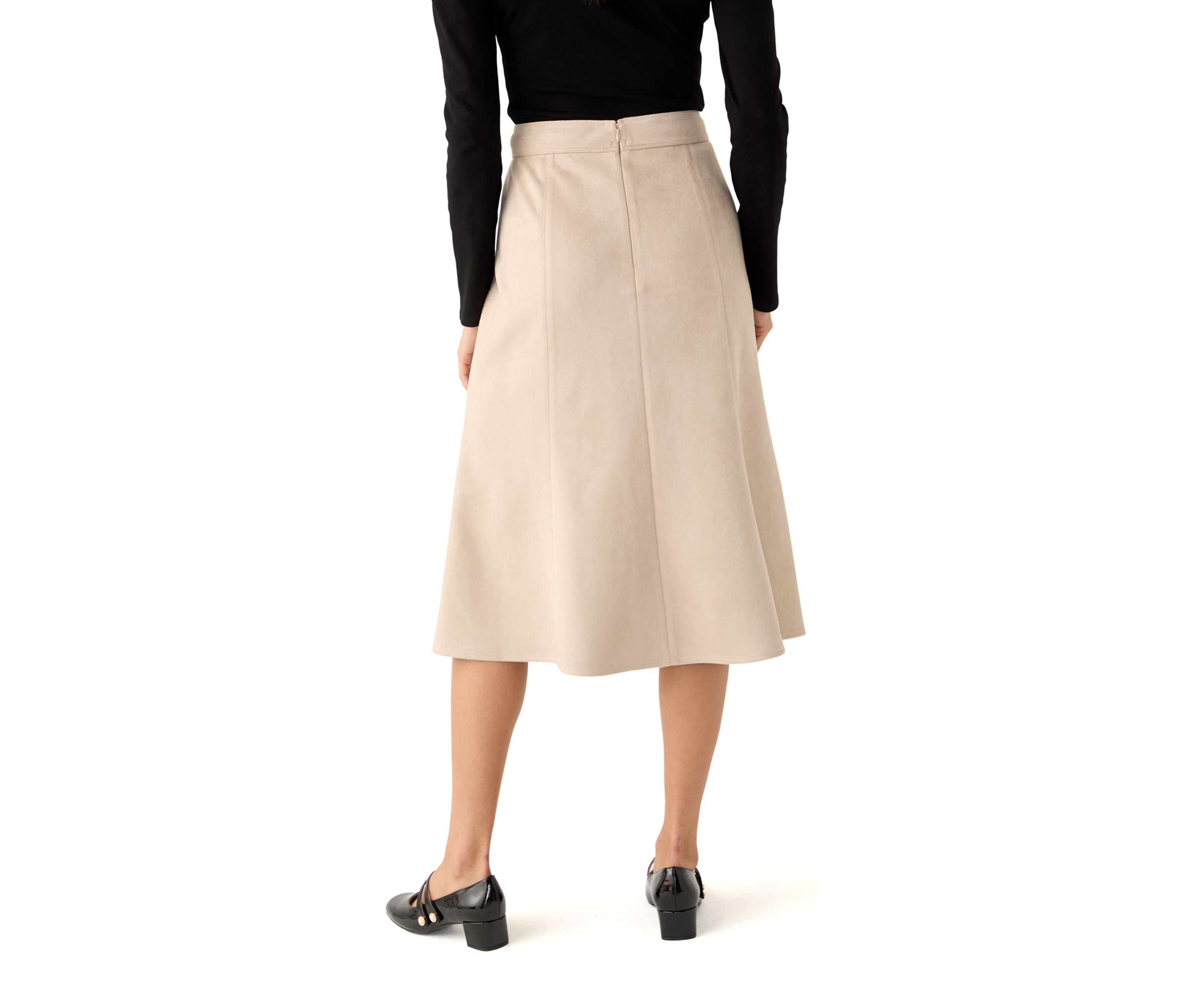Womens Vegan Suede Midi Skirt