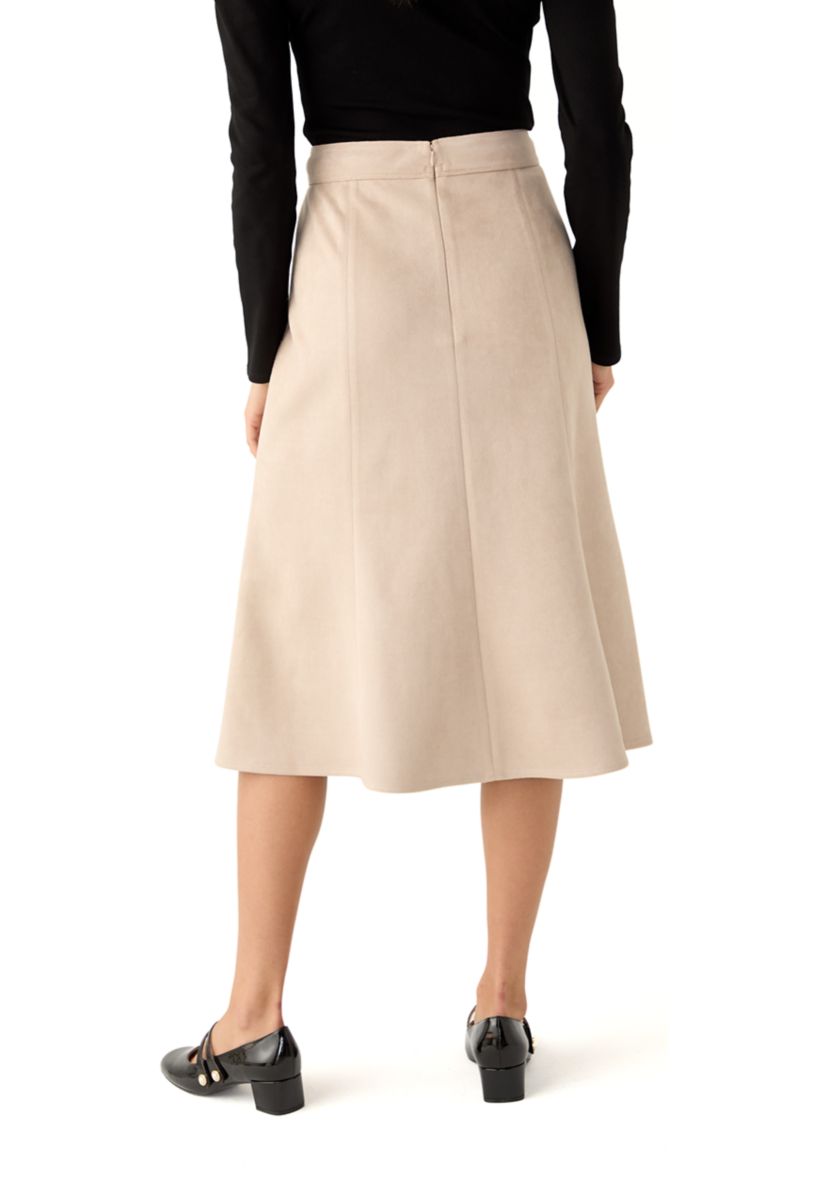 Womens Vegan Suede Midi Skirt
