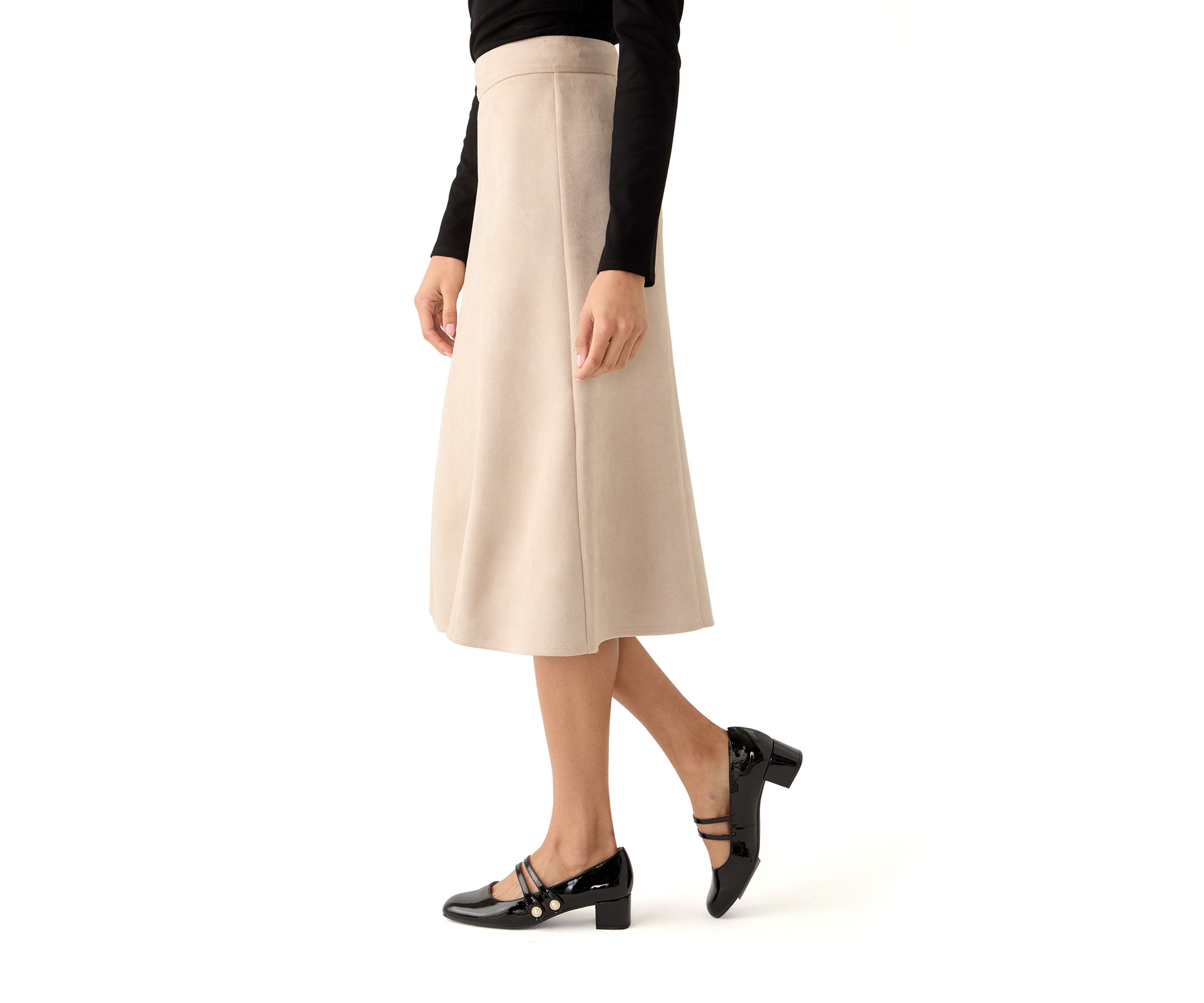 Womens Vegan Suede Midi Skirt