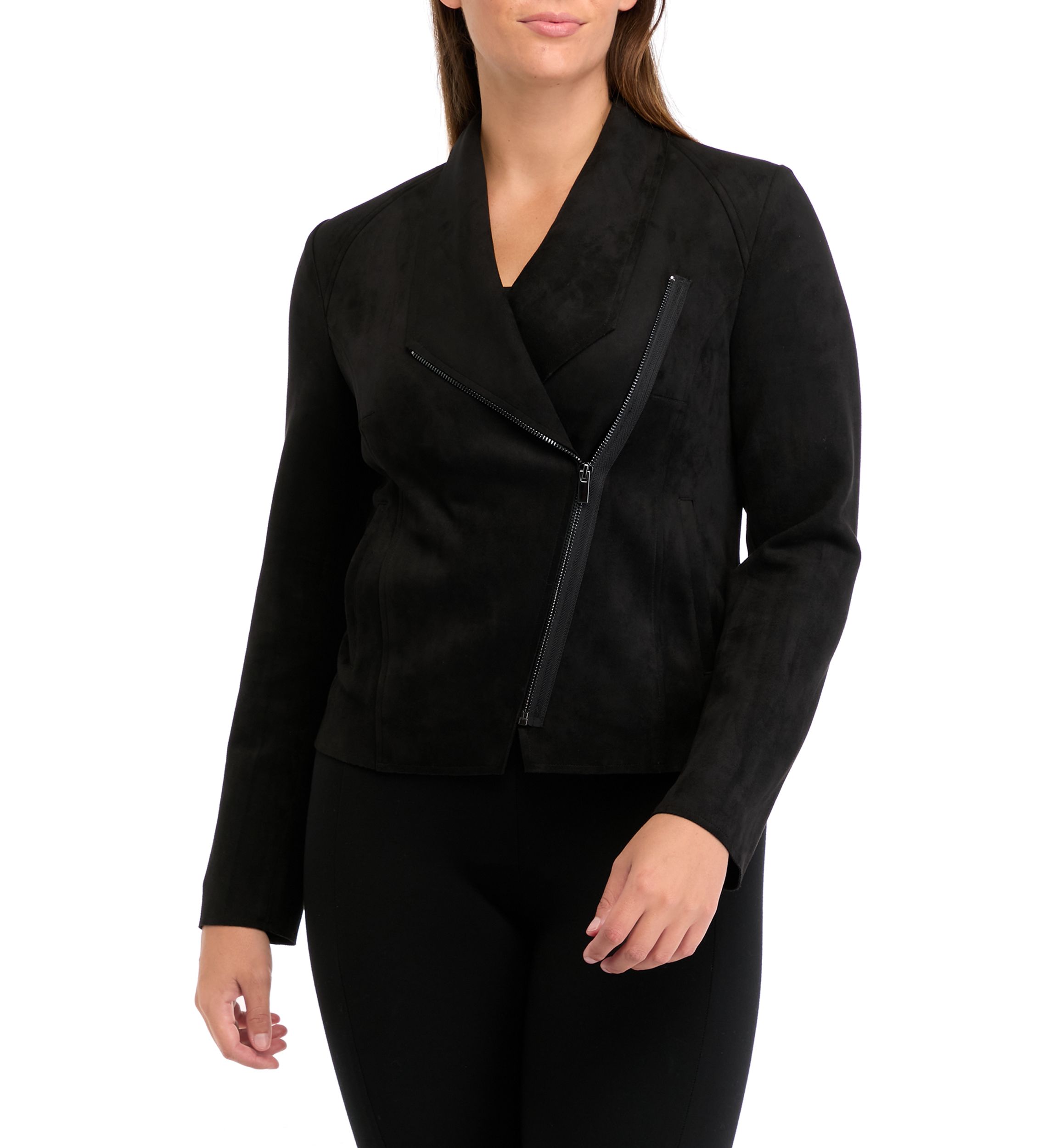 Womens Vegan Suede Shawl Collar Jacket