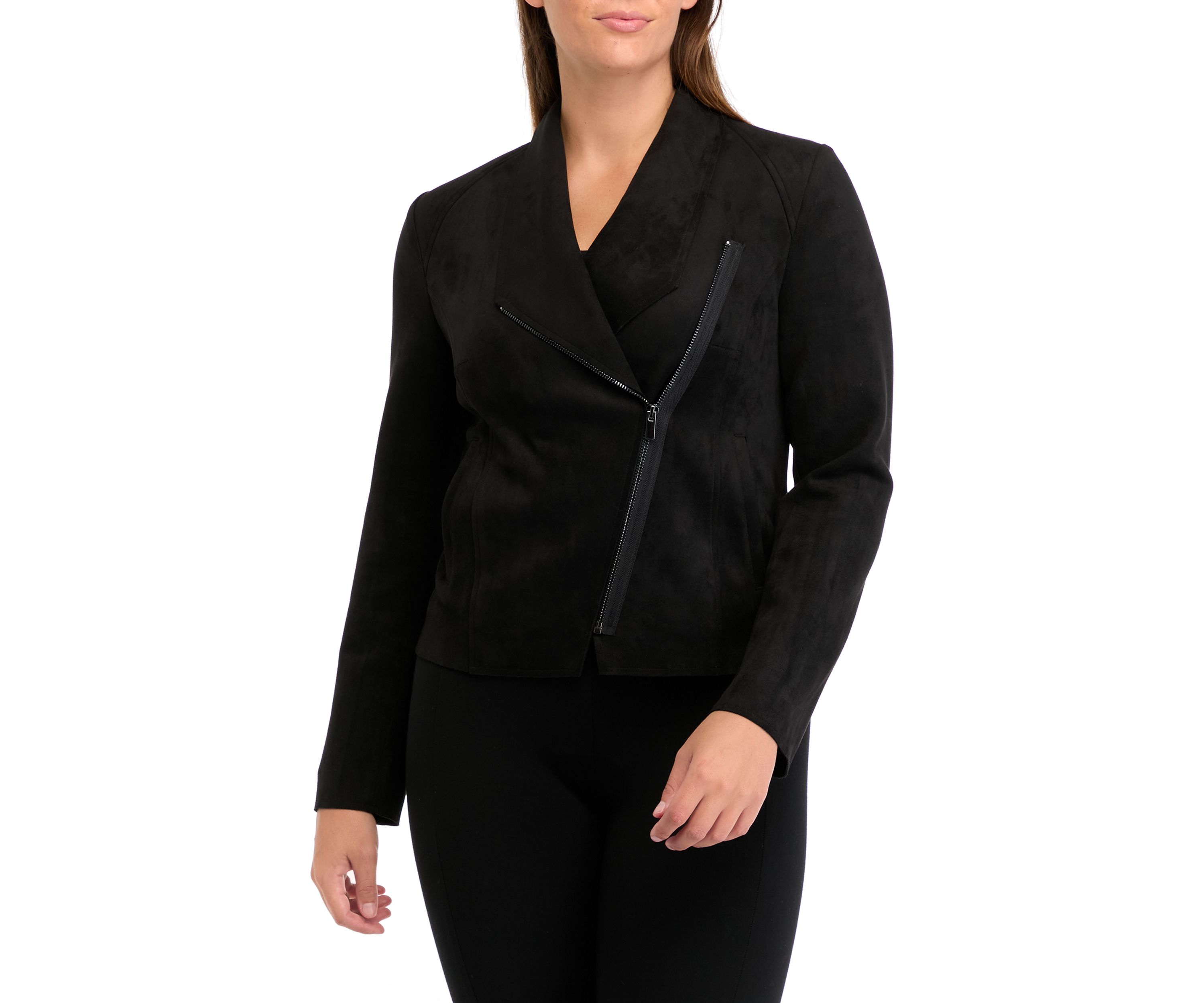 Womens Vegan Suede Shawl Collar Jacket