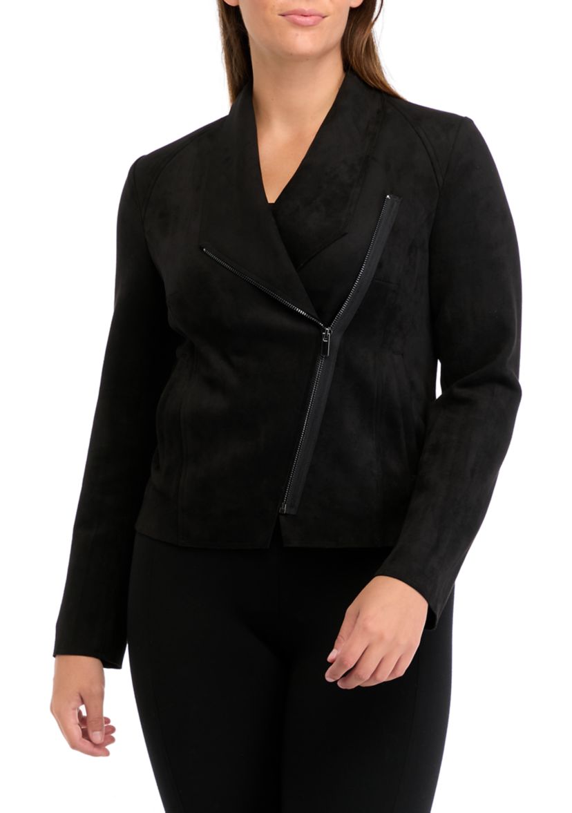 Womens Vegan Suede Shawl Collar Jacket