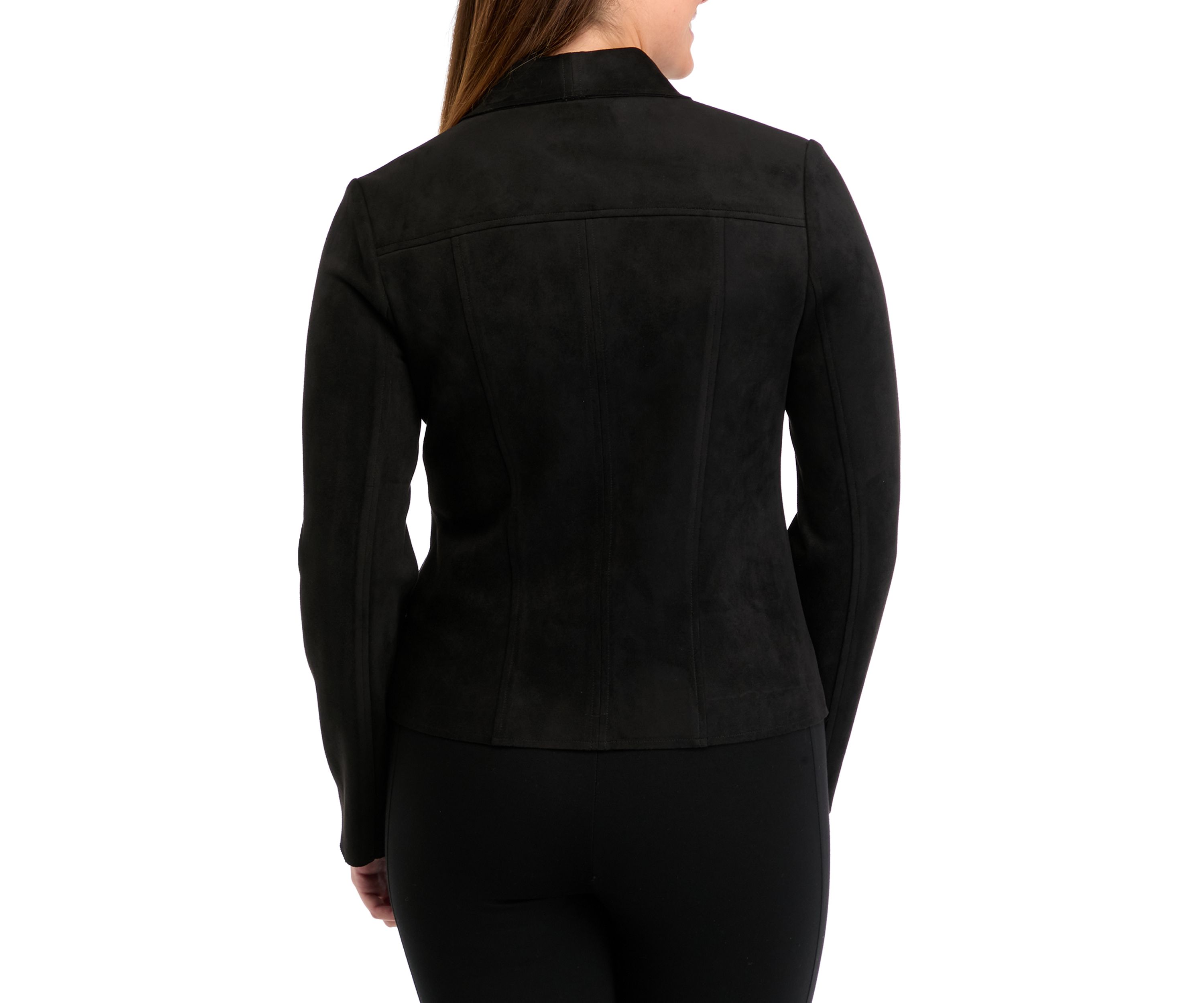 Womens Vegan Suede Shawl Collar Jacket