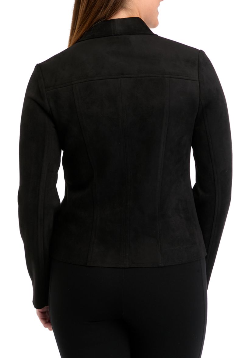 Womens Vegan Suede Shawl Collar Jacket