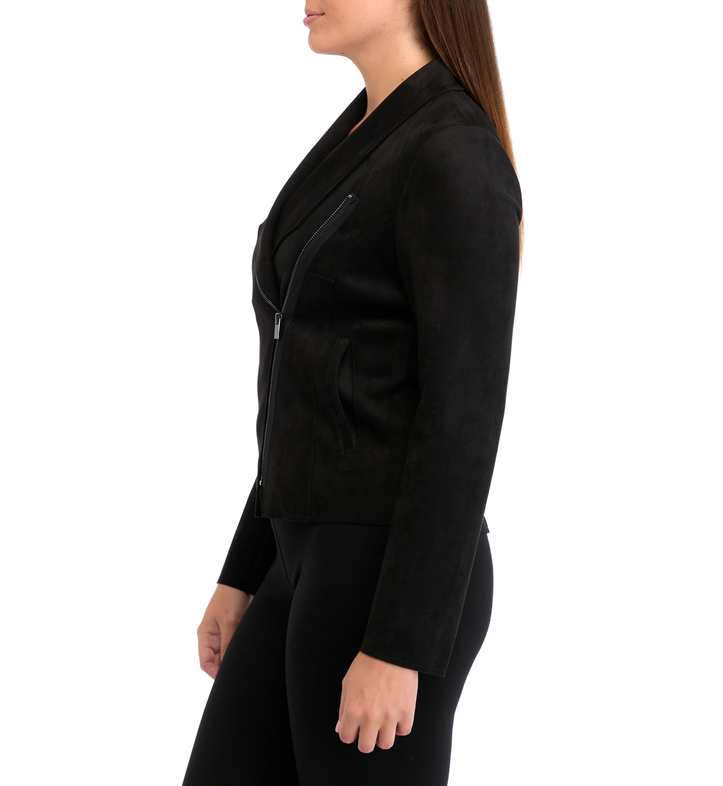 Womens Vegan Suede Shawl Collar Jacket