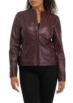 Philosophy Women s Zip Front Vegan Leather Jacket belk