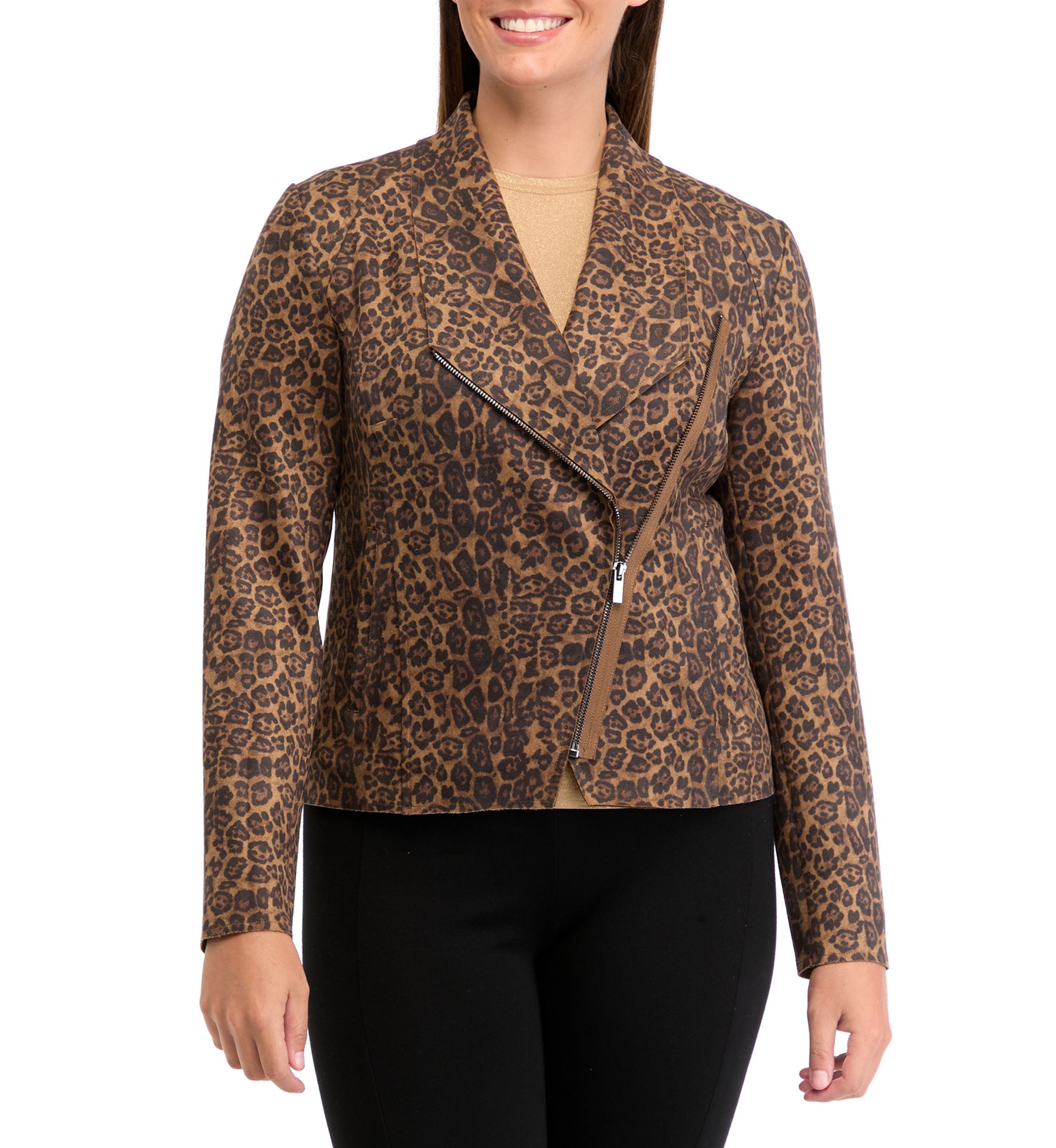 Womens Vegan Suede Shawl Collar Jacket 