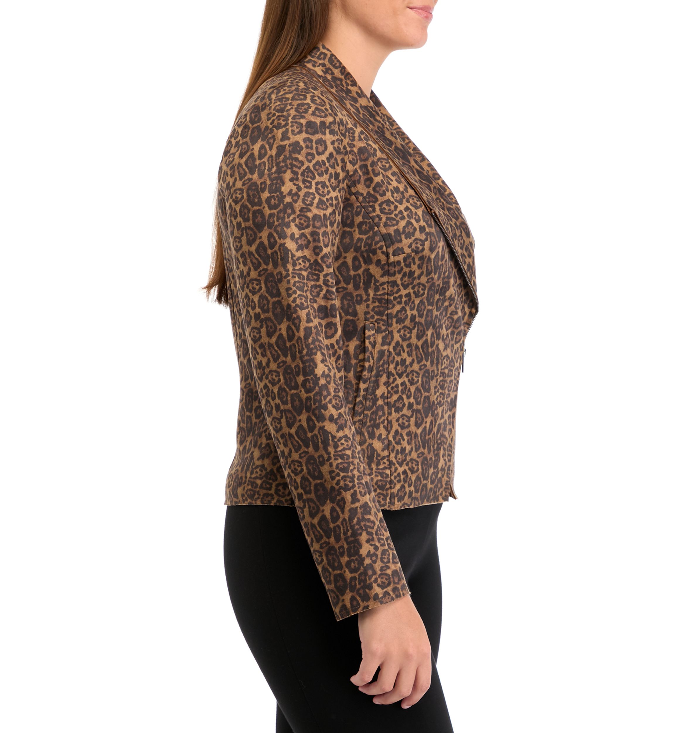Womens Vegan Suede Shawl Collar Jacket 