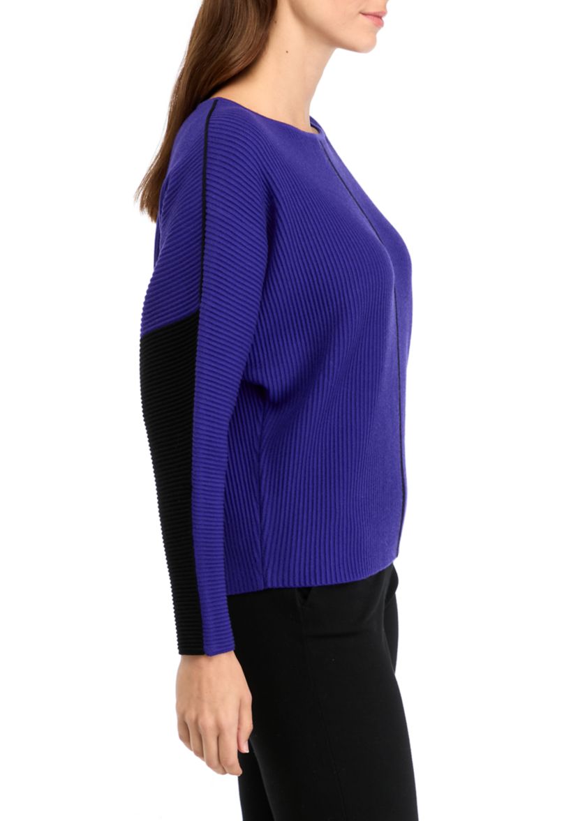 Womens Dolman Sleeve Contrast Stitch Sweater 