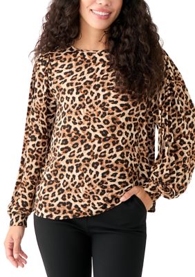 PHILOSOPHY BY REPUBLIC Women's Petite Long Sleeve Printed Blouse, PM