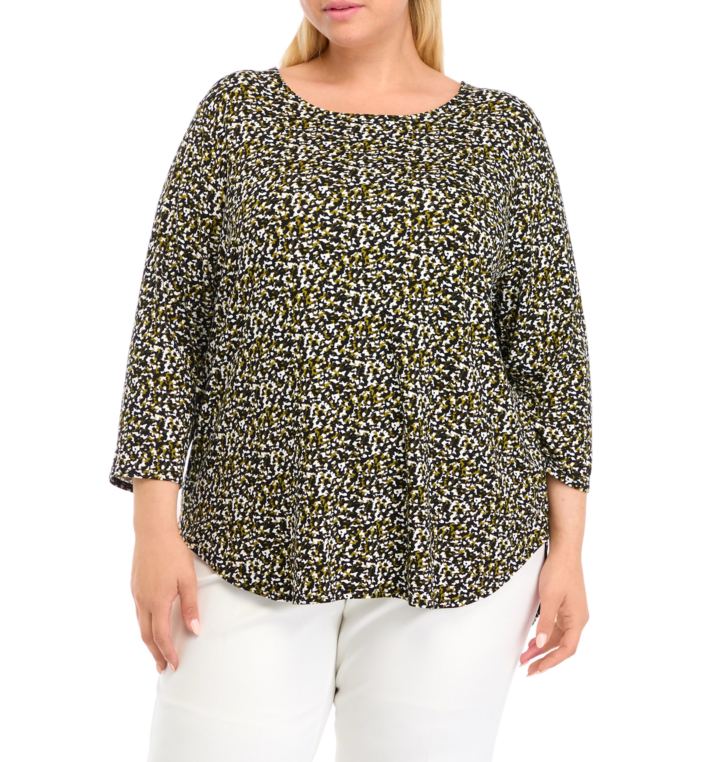 Plus Size 3 Quarter Pleat Back Knit Top