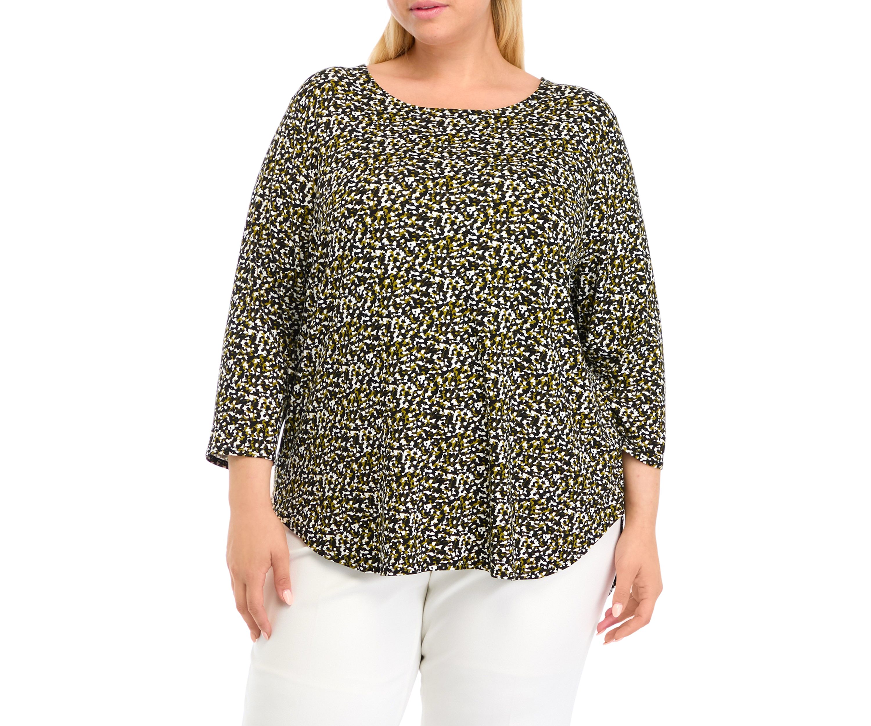 Plus Size 3 Quarter Pleat Back Knit Top