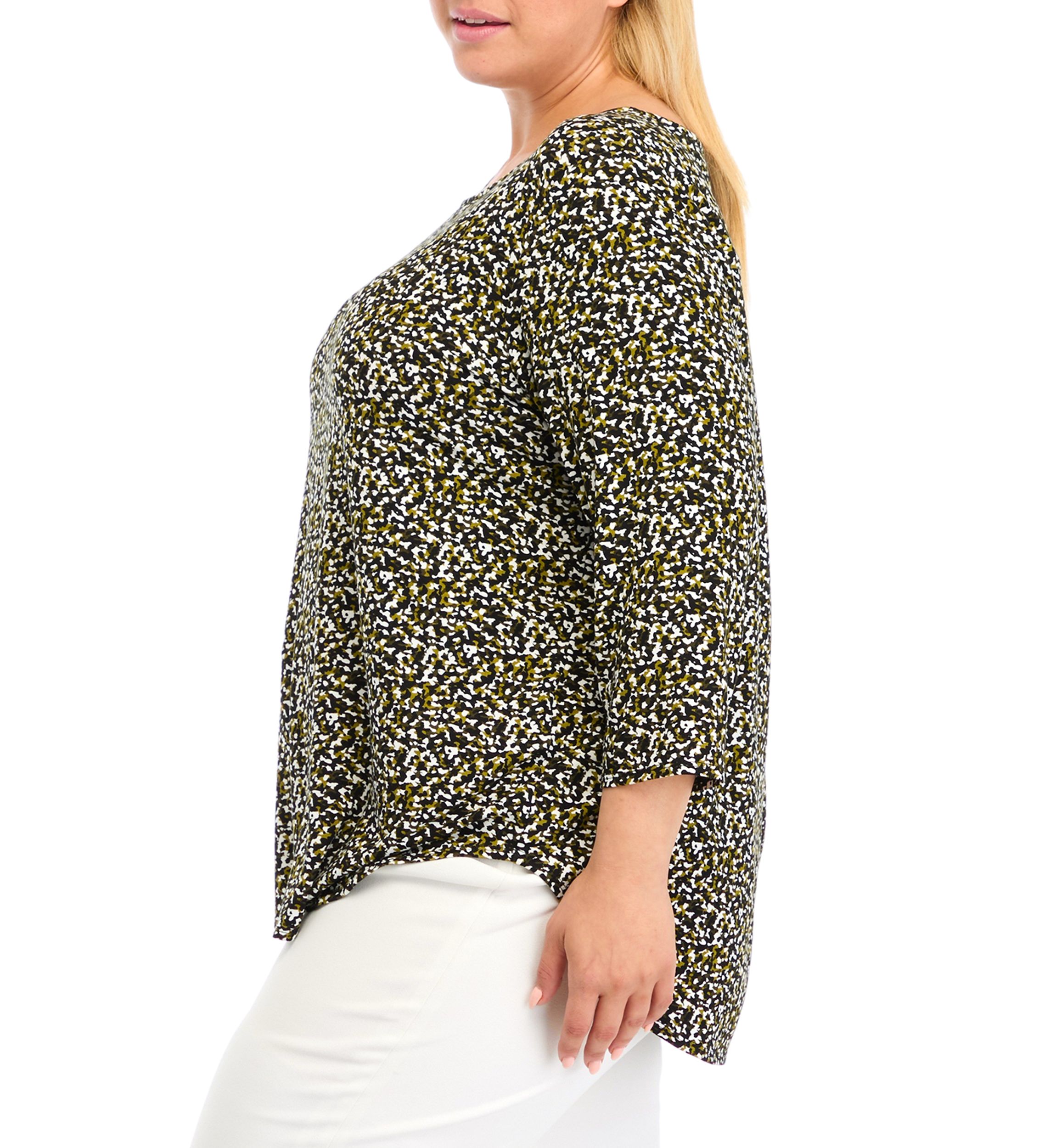 Plus Size 3 Quarter Pleat Back Knit Top