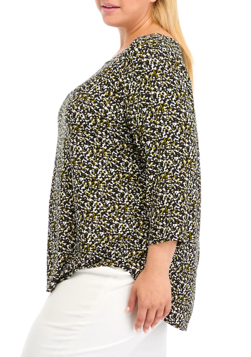 Plus Size 3 Quarter Pleat Back Knit Top