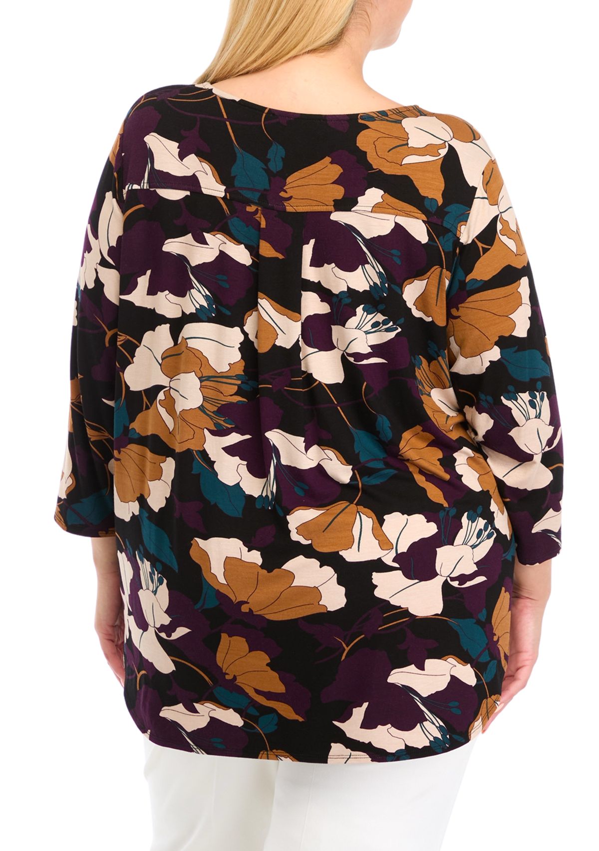 Plus Size 3 Quarter Pleat Back Knit Top