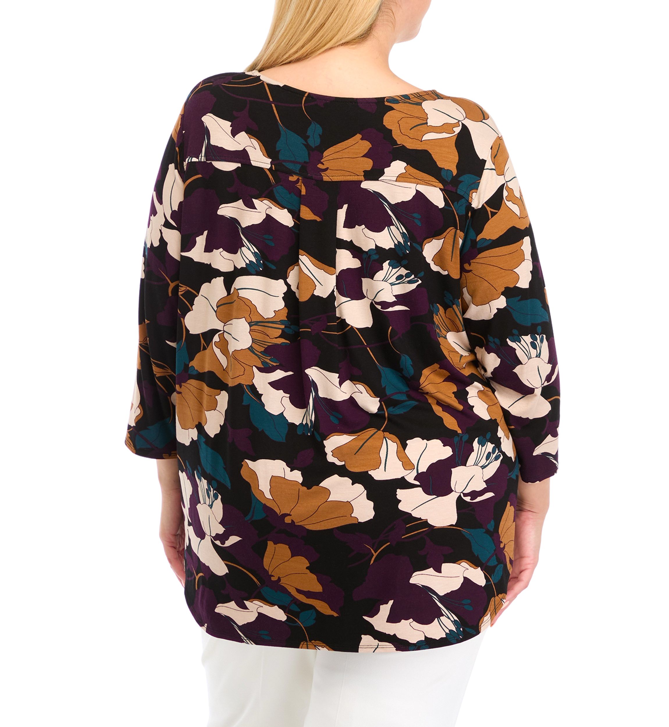 Plus Size 3 Quarter Pleat Back Knit Top