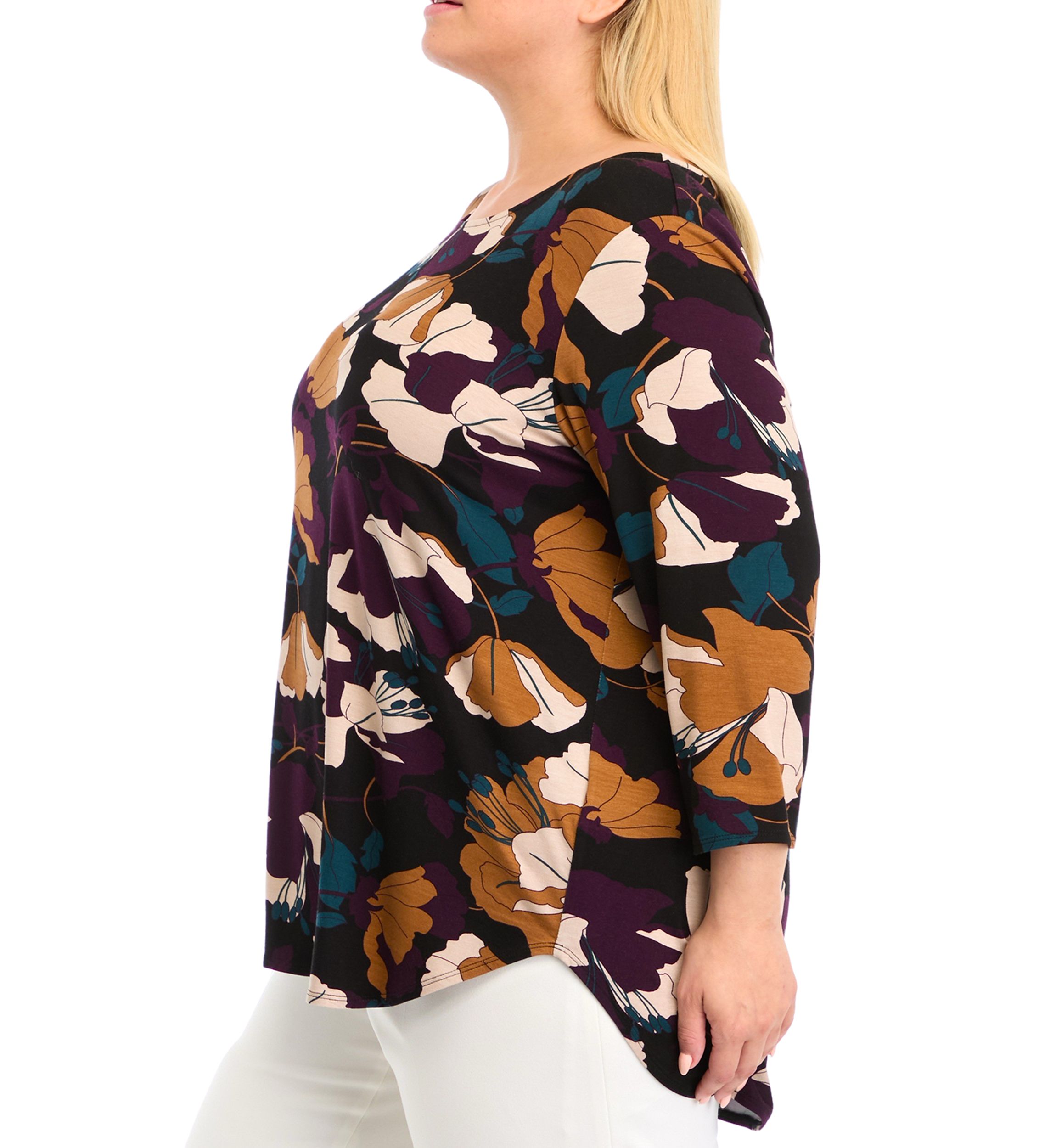 Plus Size 3 Quarter Pleat Back Knit Top