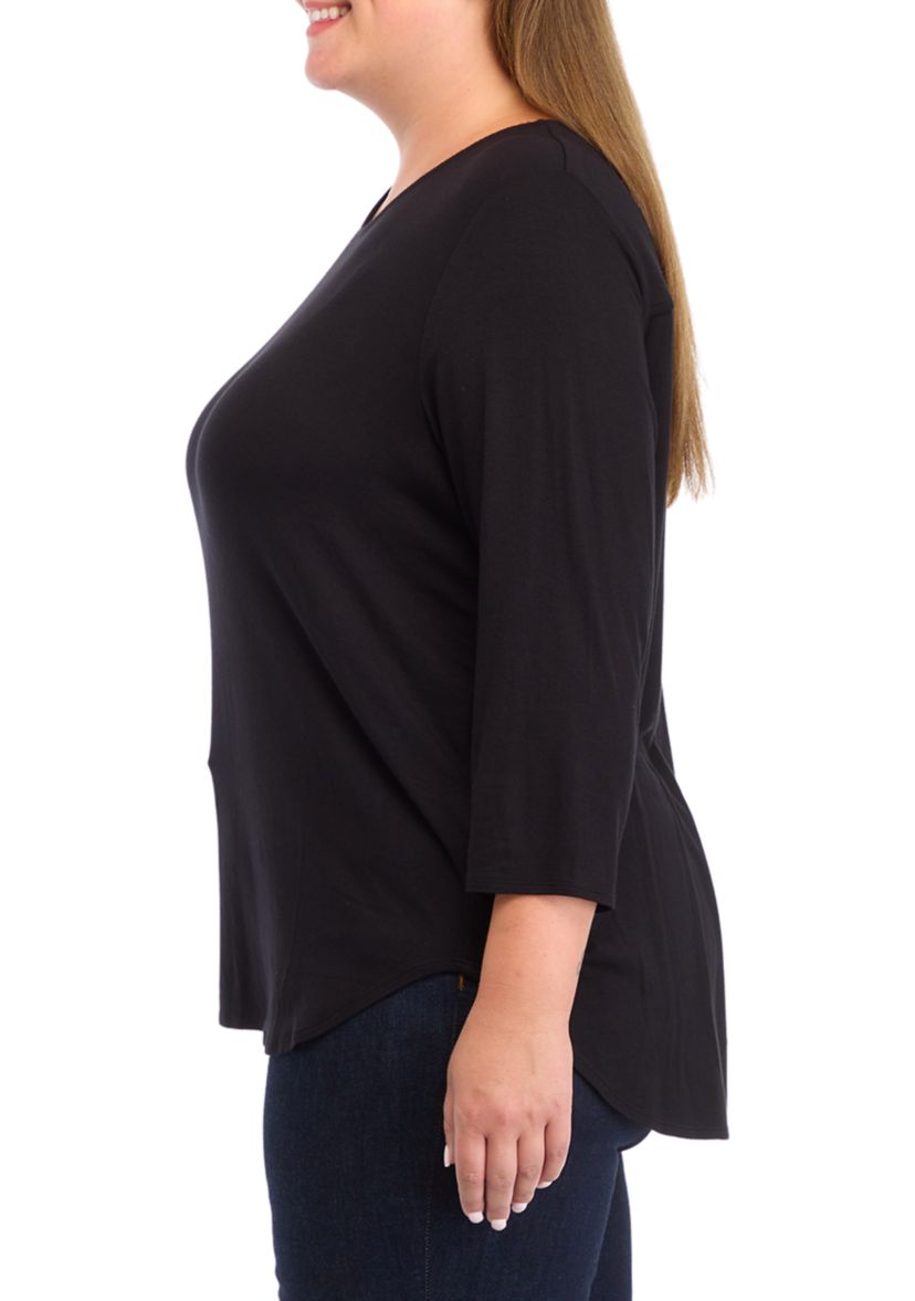 Plus Size Pleated Back Knit Top
