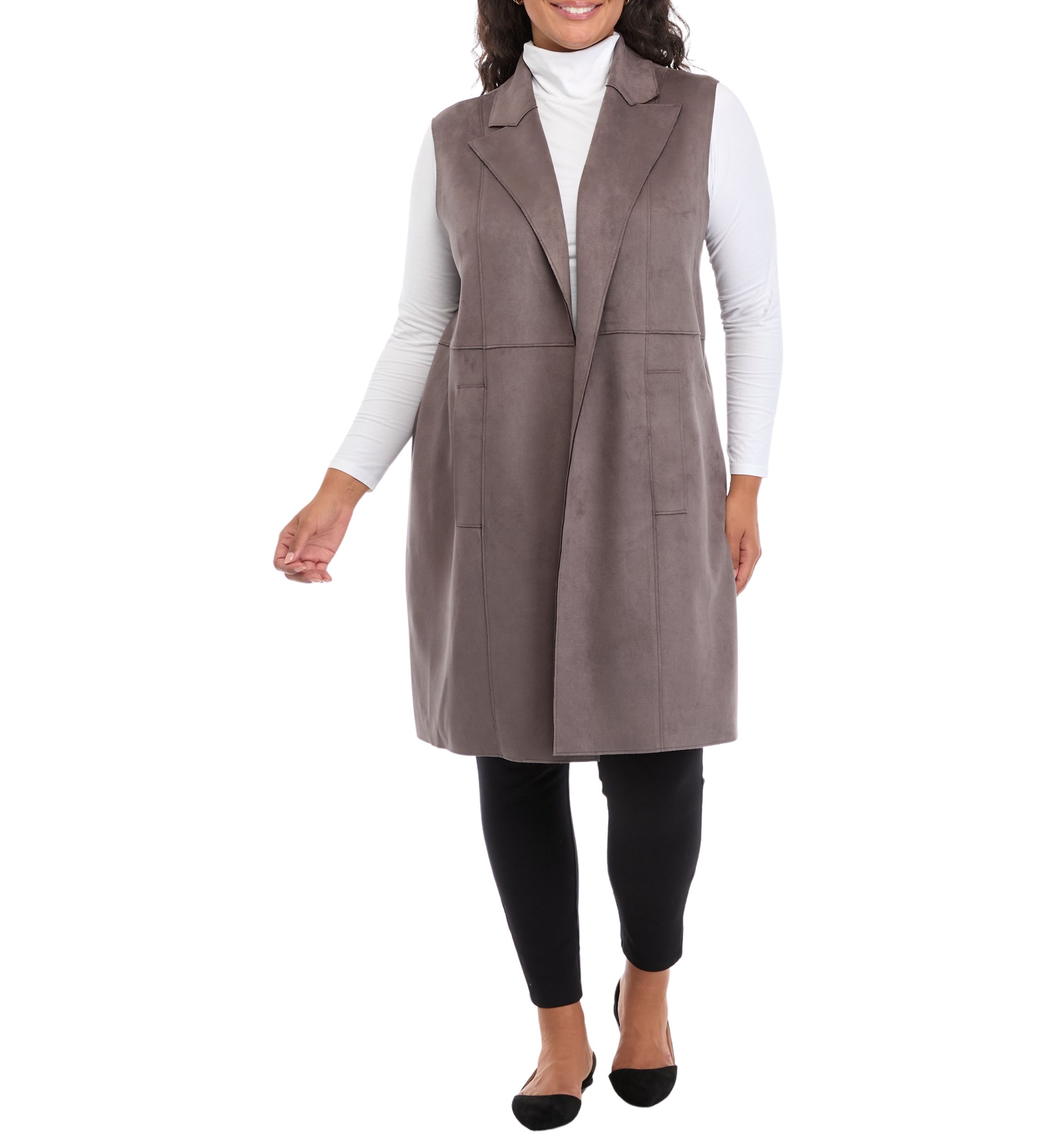 Plus Size Faux Suede Vest 