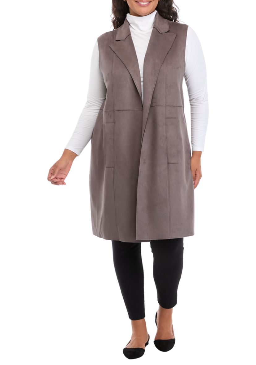 Plus Size Faux Suede Vest 