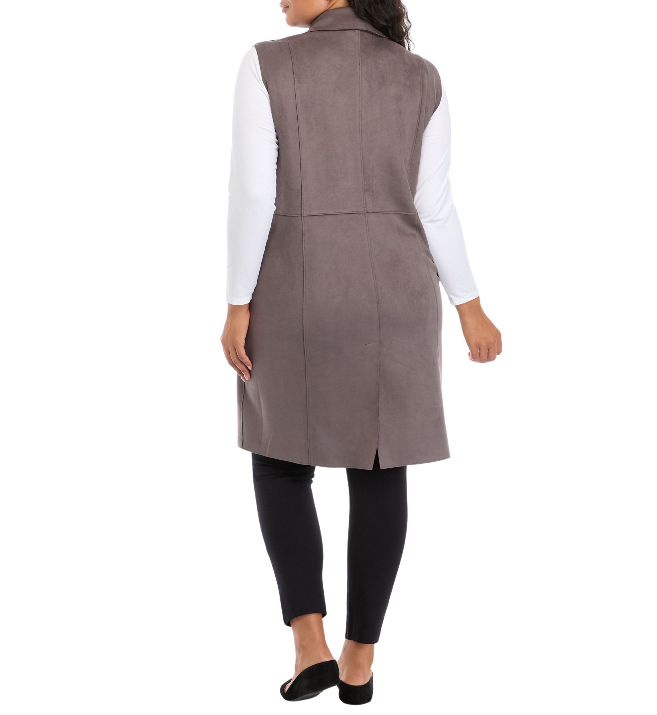 Plus Size Faux Suede Vest 