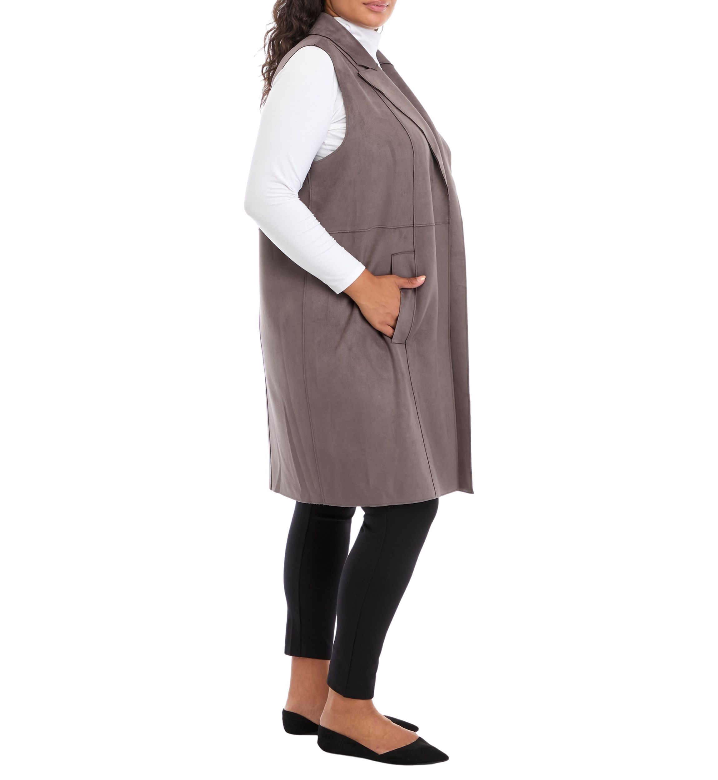 Plus Size Faux Suede Vest 