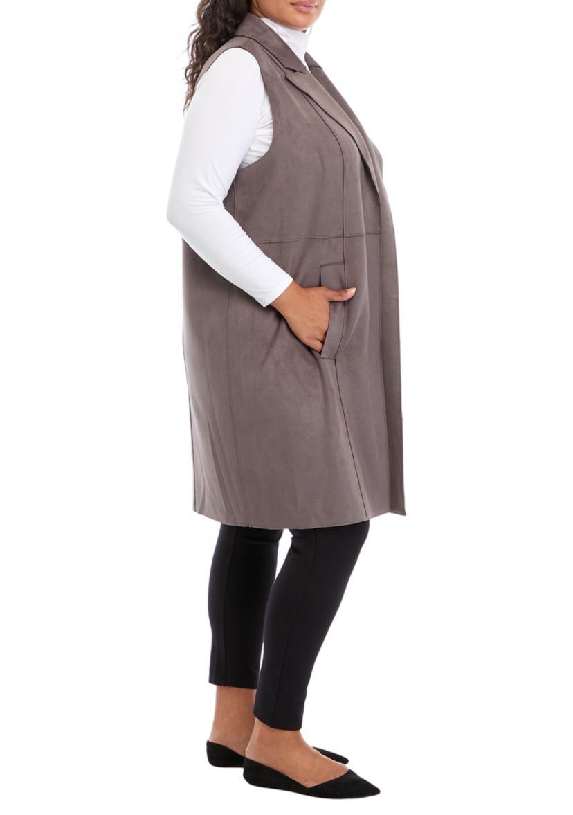 Plus Size Faux Suede Vest 