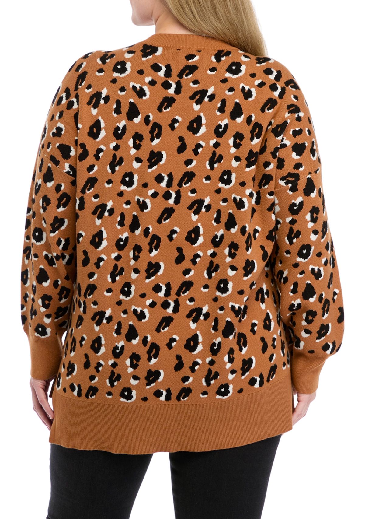 Plus Size Printed V-Neck Sweater