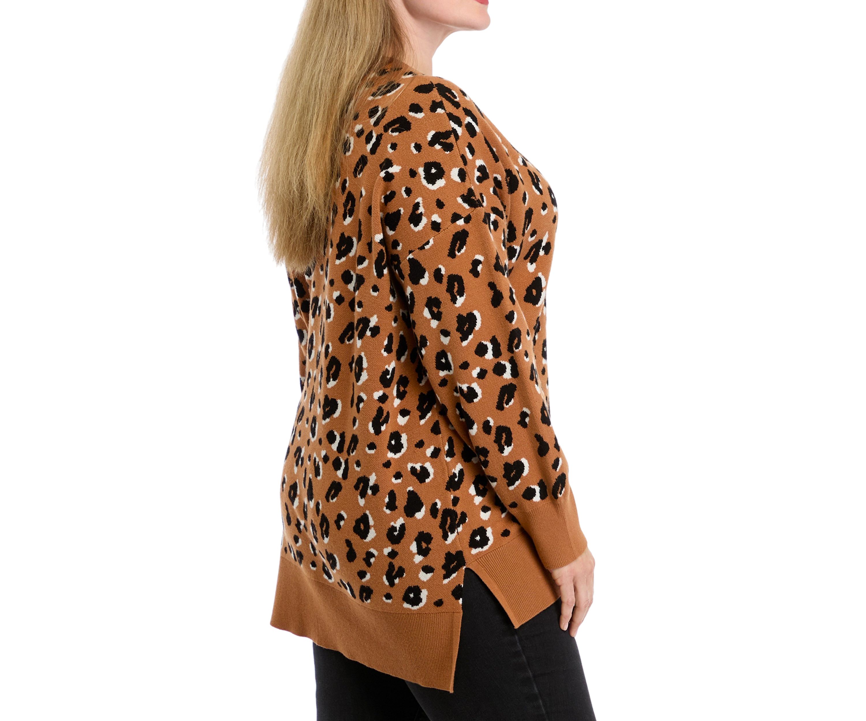 Plus Size Printed V-Neck Sweater