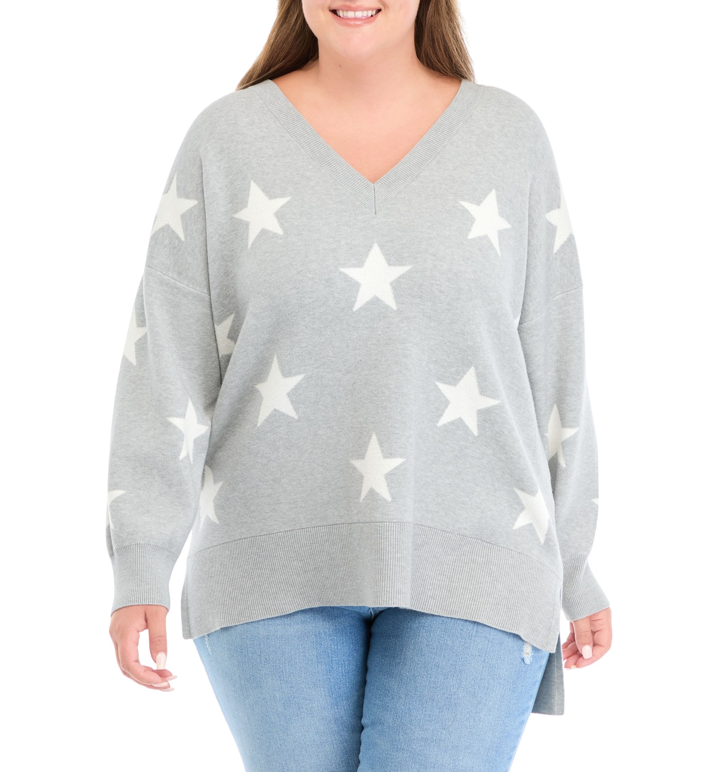 Plus Size Star Printed Sweater