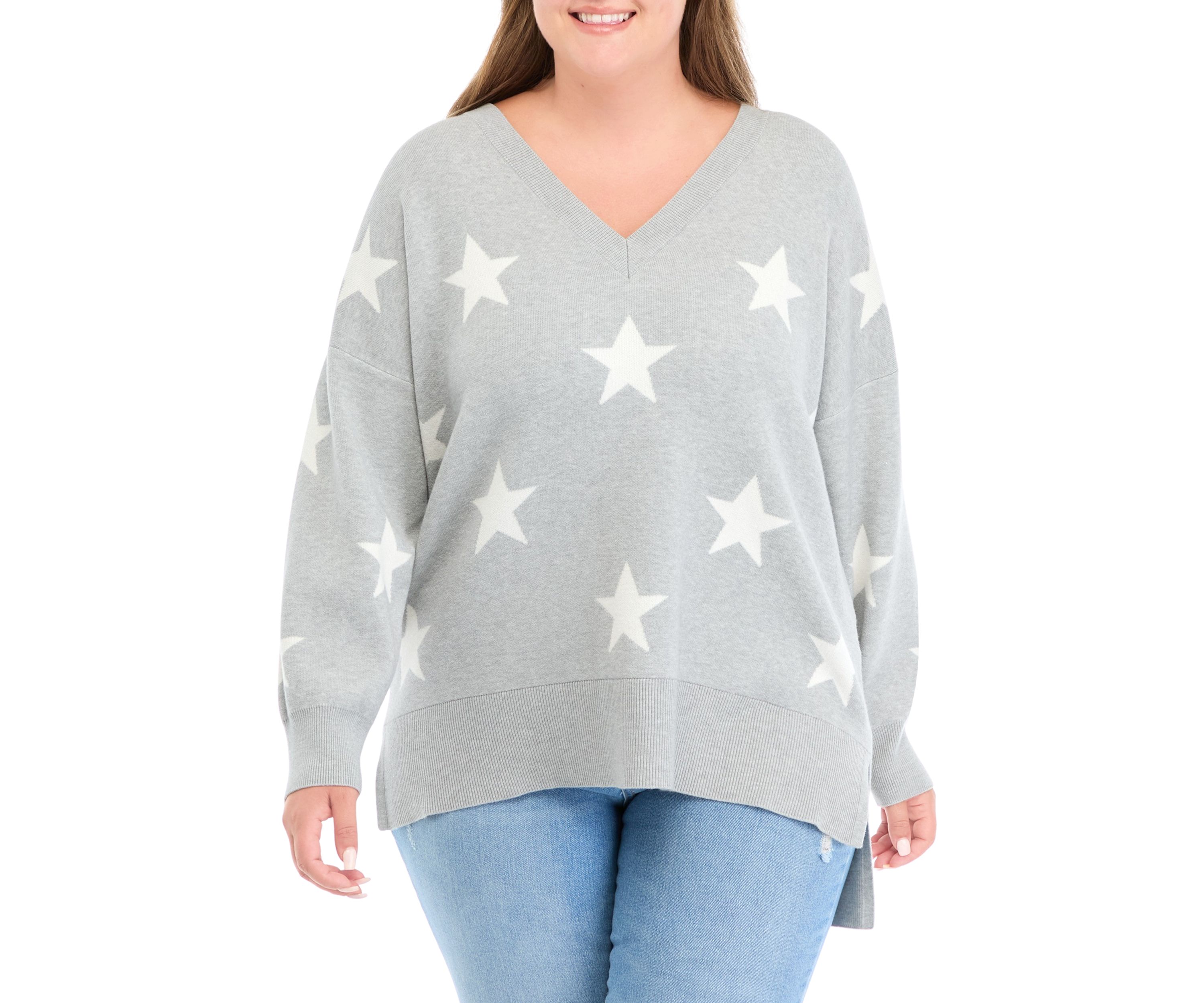 Plus Size Star Printed Sweater