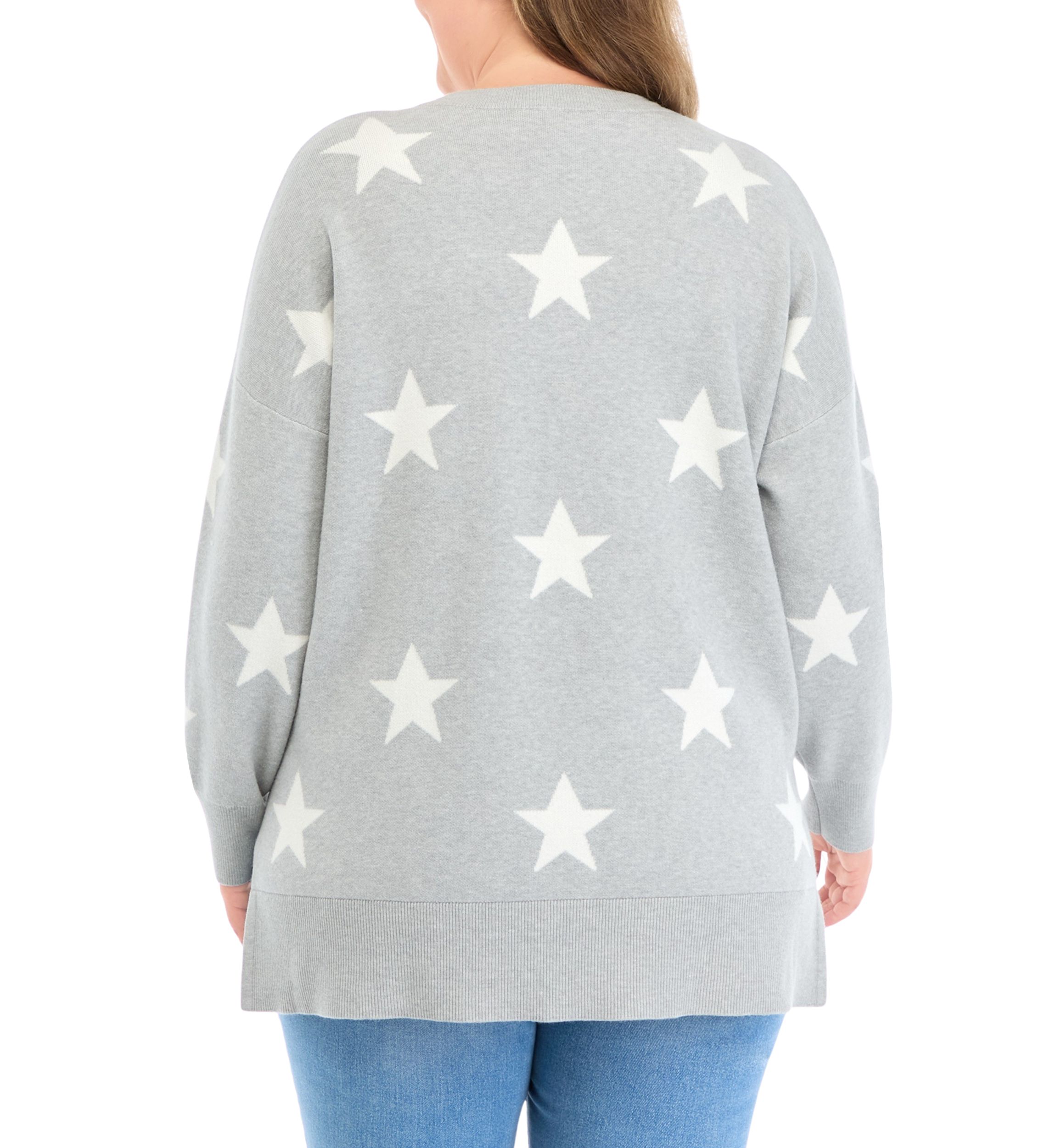 Plus Size Star Printed Sweater