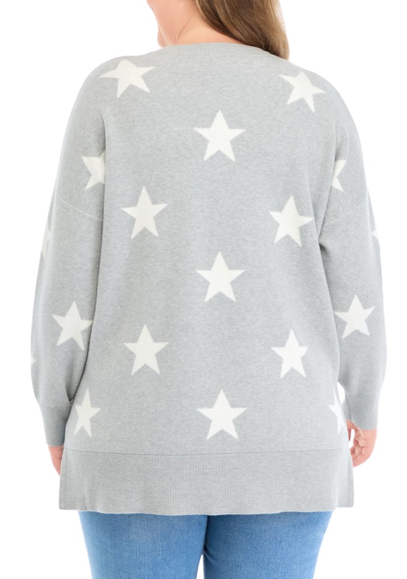 Plus Size Star Printed Sweater