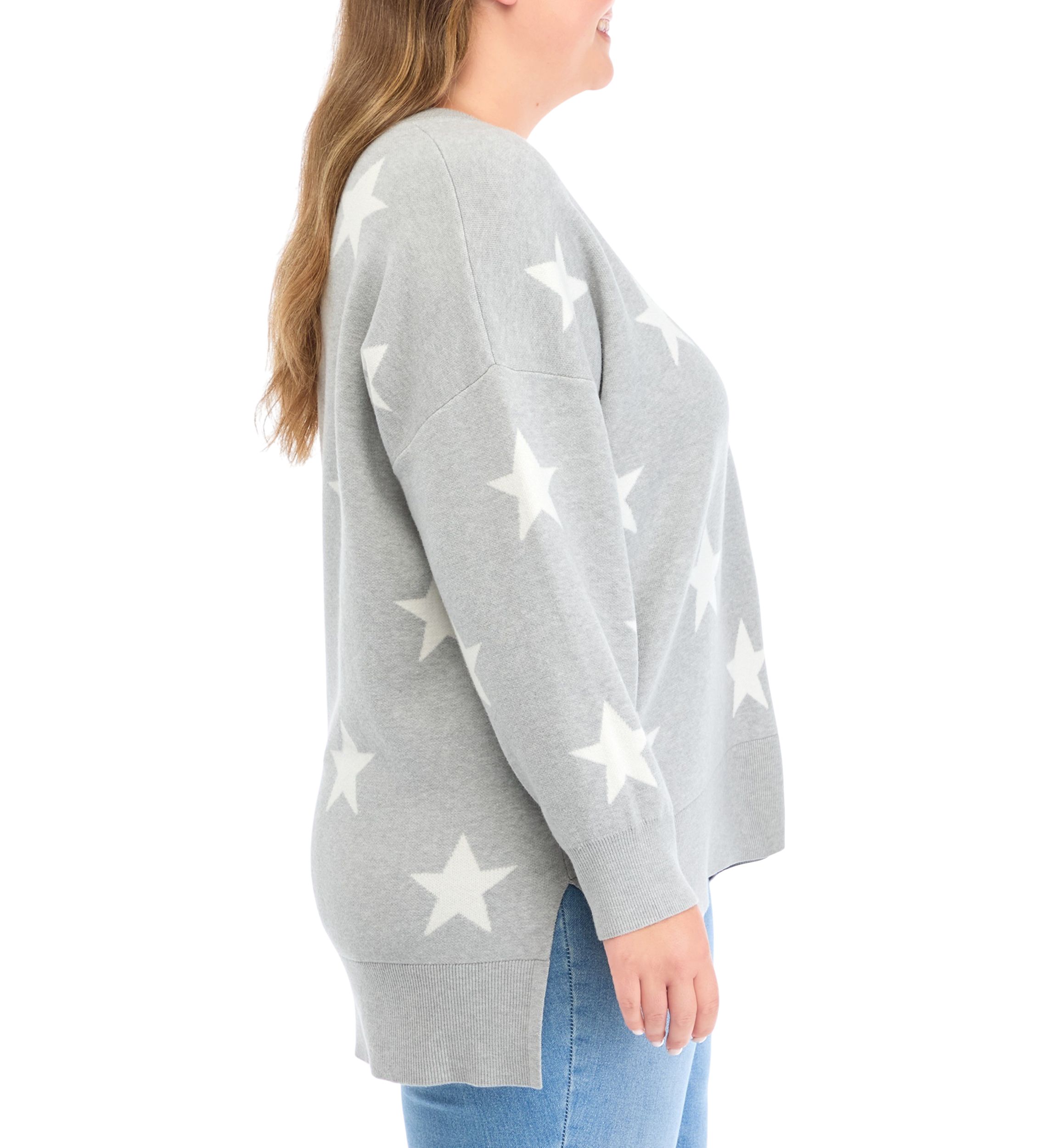 Plus Size Star Printed Sweater