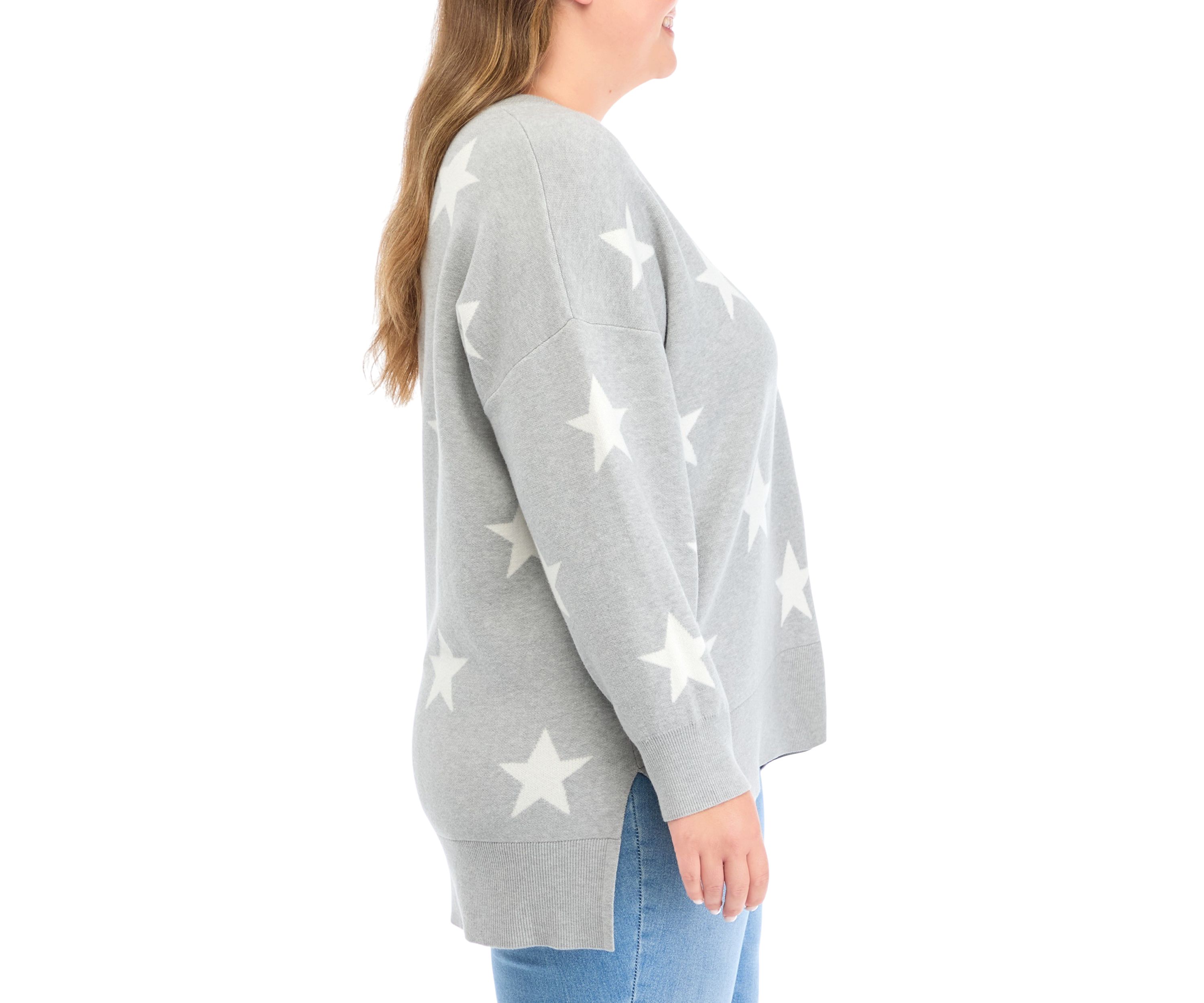 Plus Size Star Printed Sweater