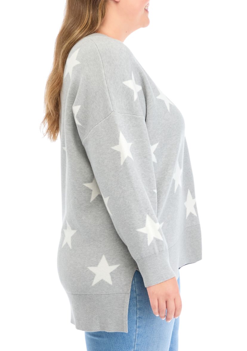 Plus Size Star Printed Sweater