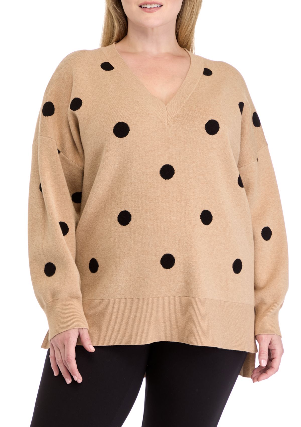 Plus Size Printed V-Neck Sweater