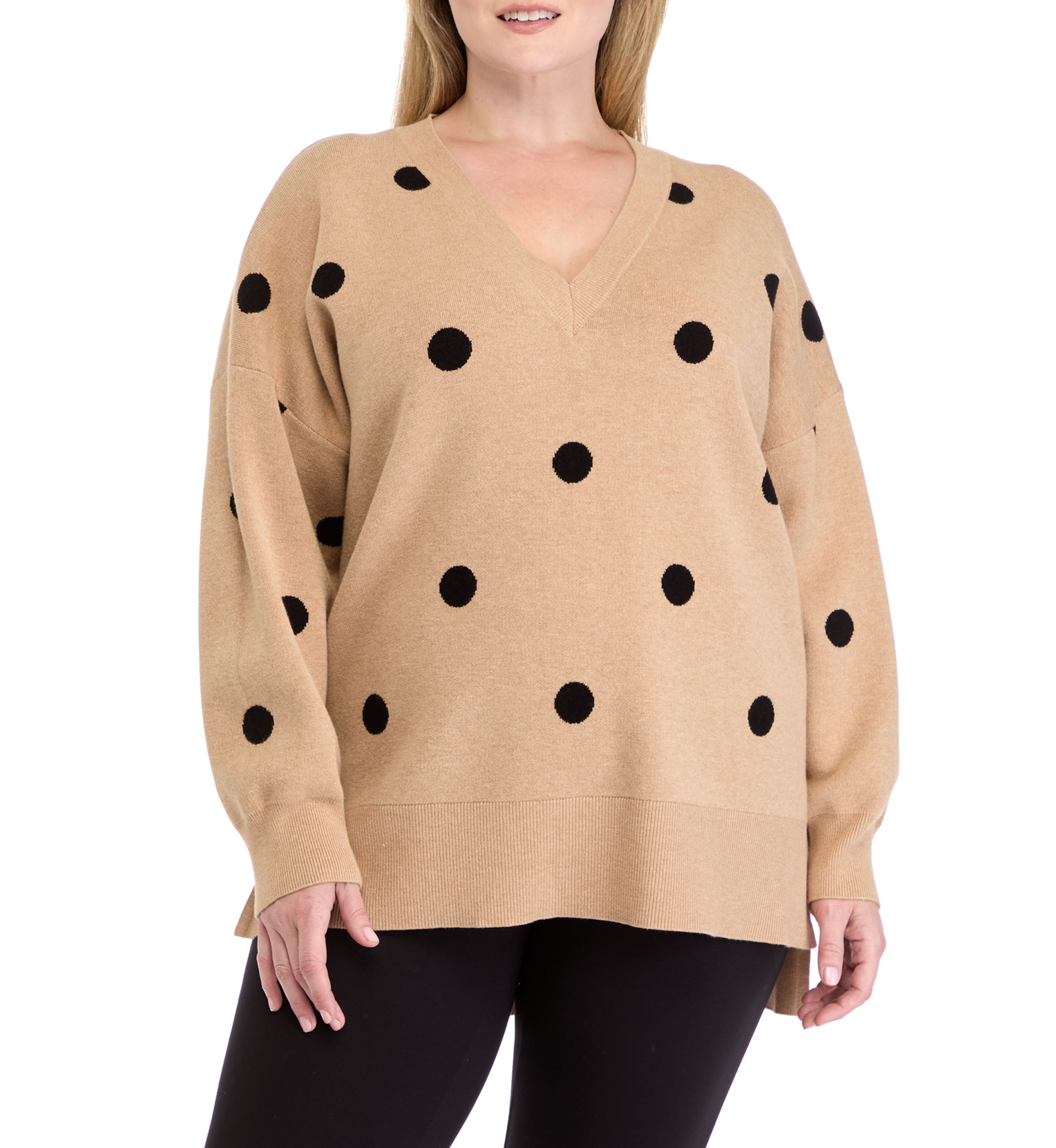 Plus Size Printed V-Neck Sweater