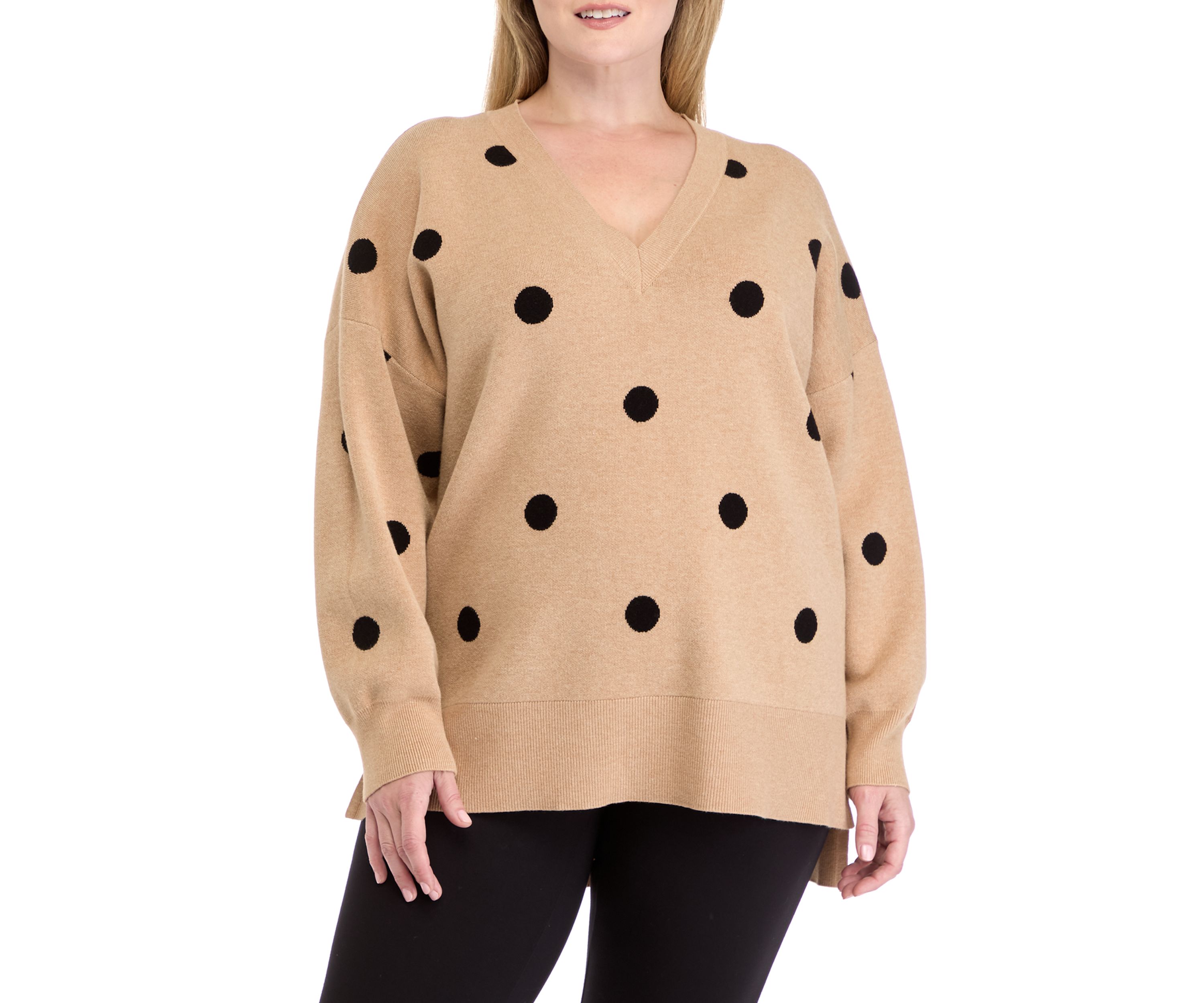 Plus Size Printed V-Neck Sweater