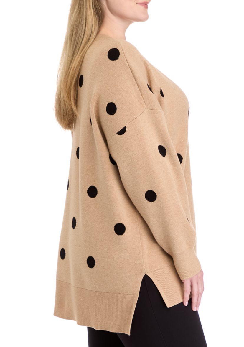 Plus Size Printed V-Neck Sweater