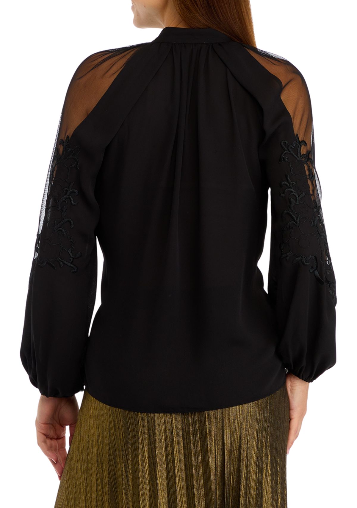 Womens Long Sleeve Split Neck Blouse