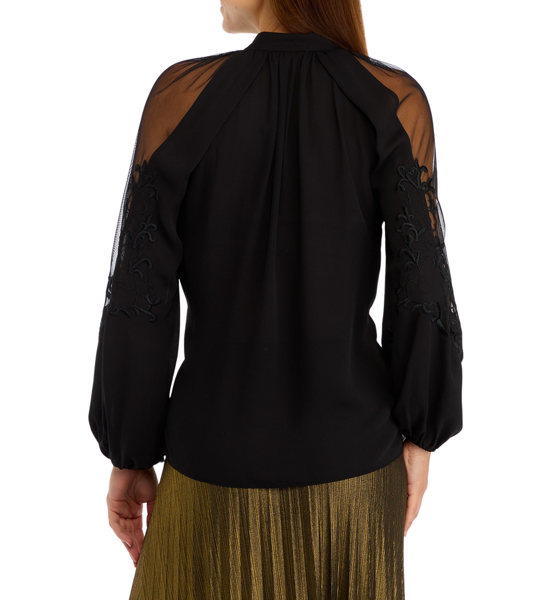 Womens Long Sleeve Split Neck Blouse