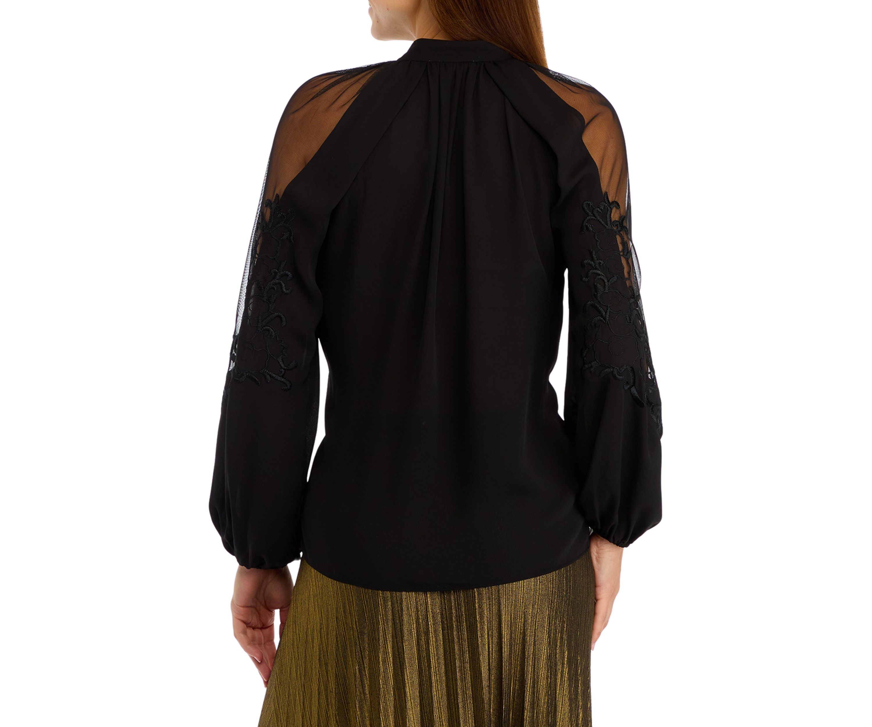 Womens Long Sleeve Split Neck Blouse