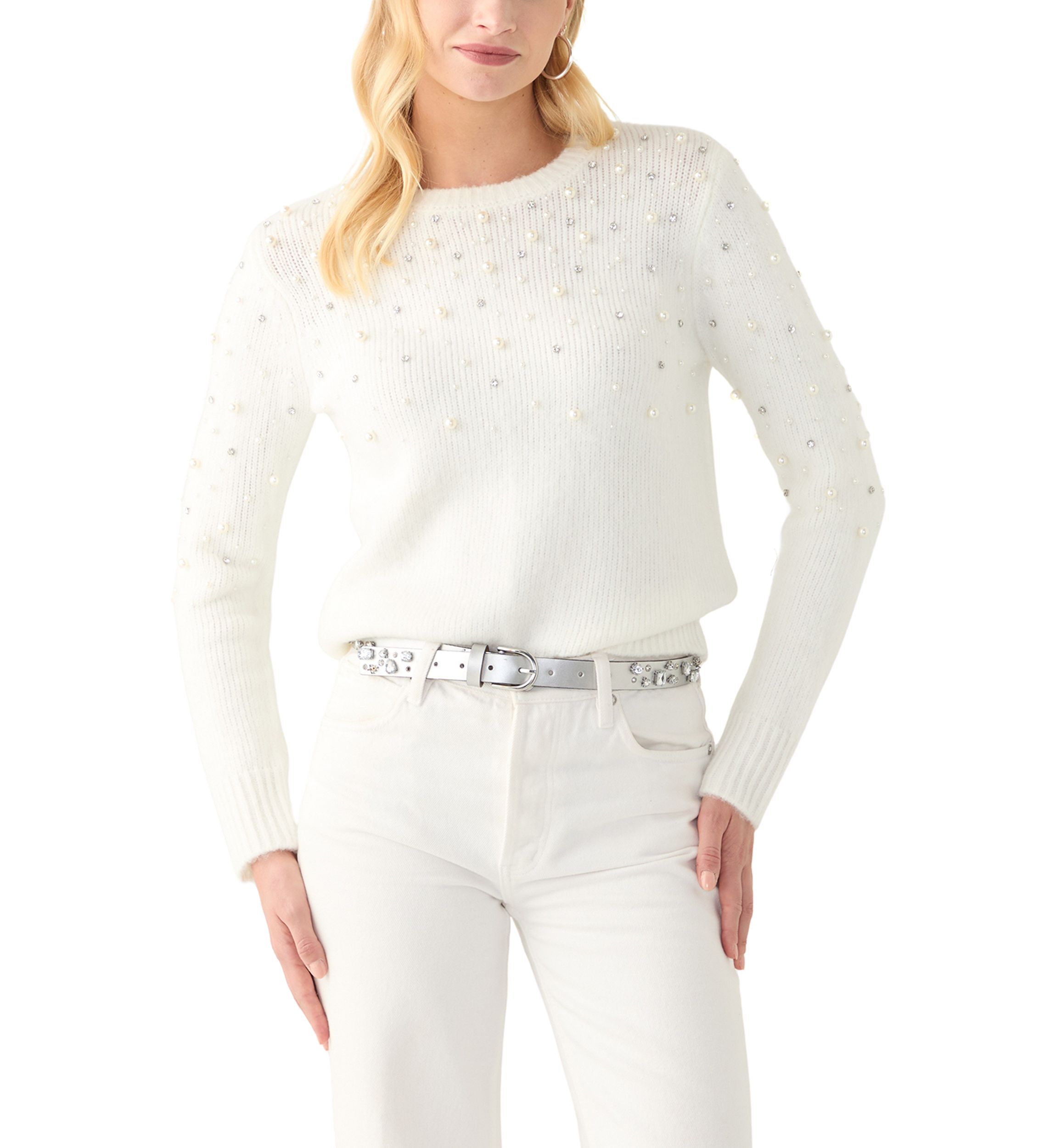 Womens Pearl Crew Neck Sweater