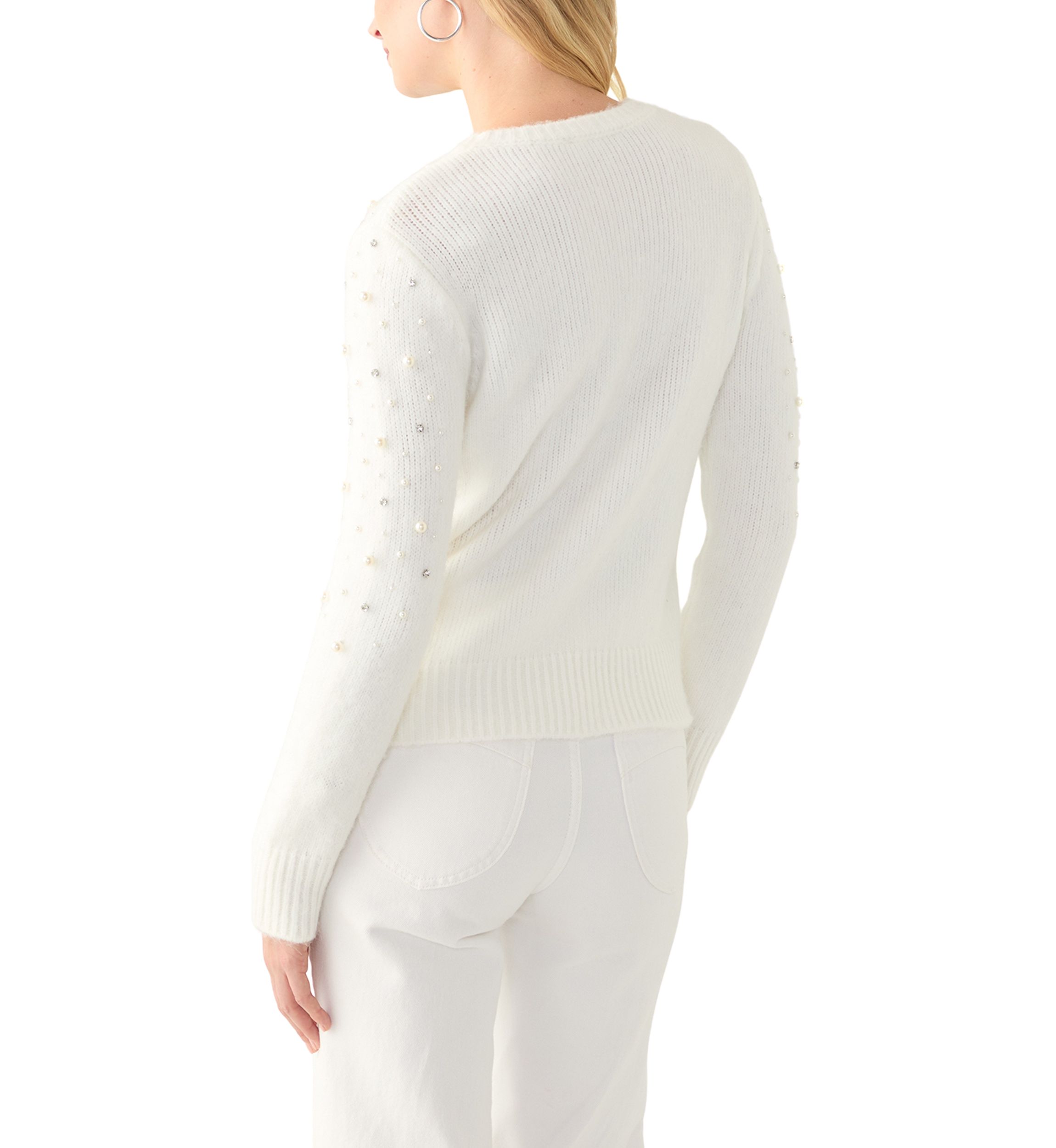 Womens Pearl Crew Neck Sweater
