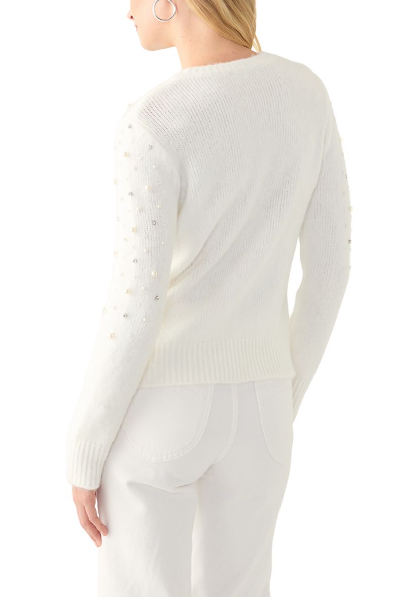 Womens Pearl Crew Neck Sweater