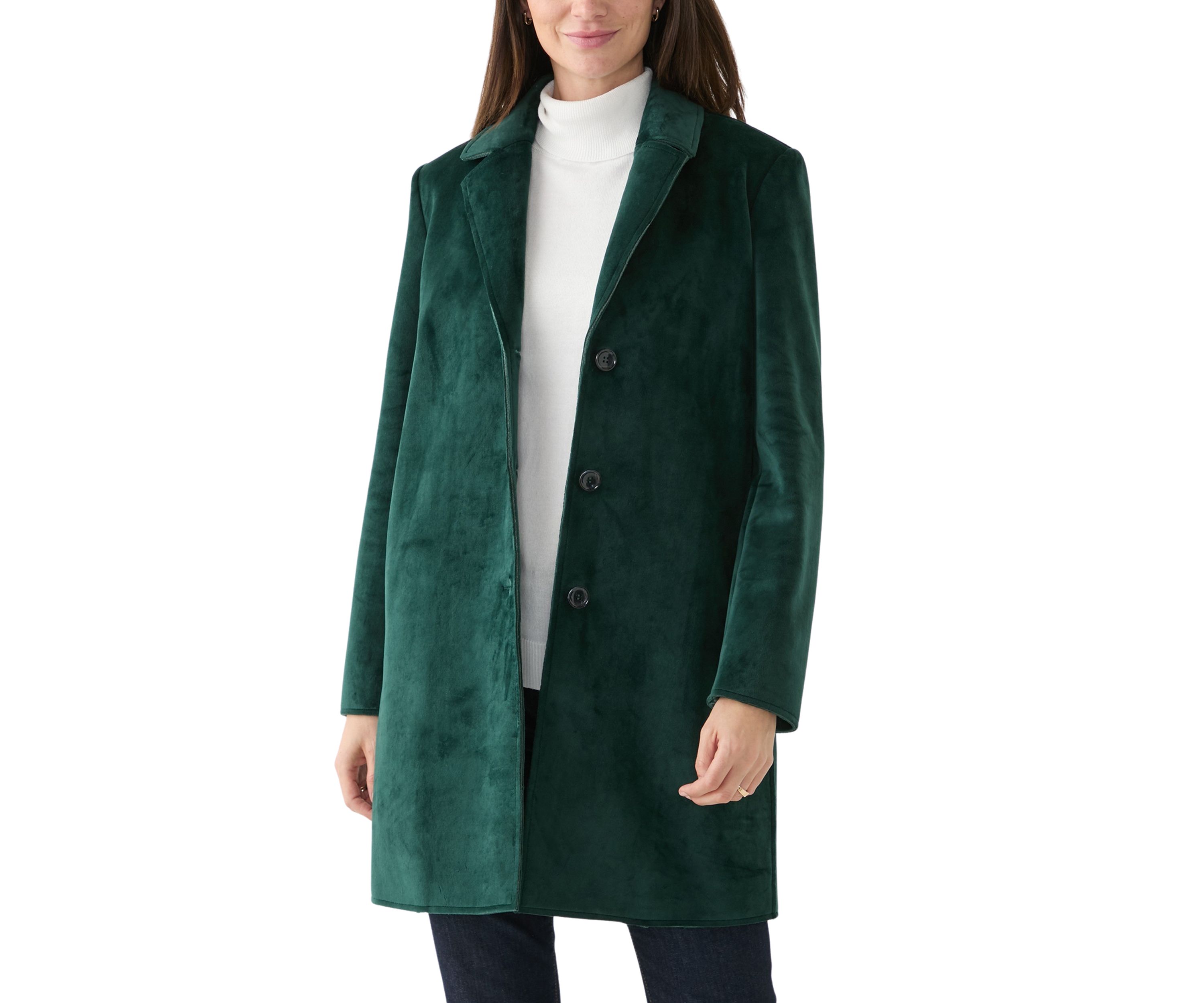 Womens Long Button Velvet Blazer