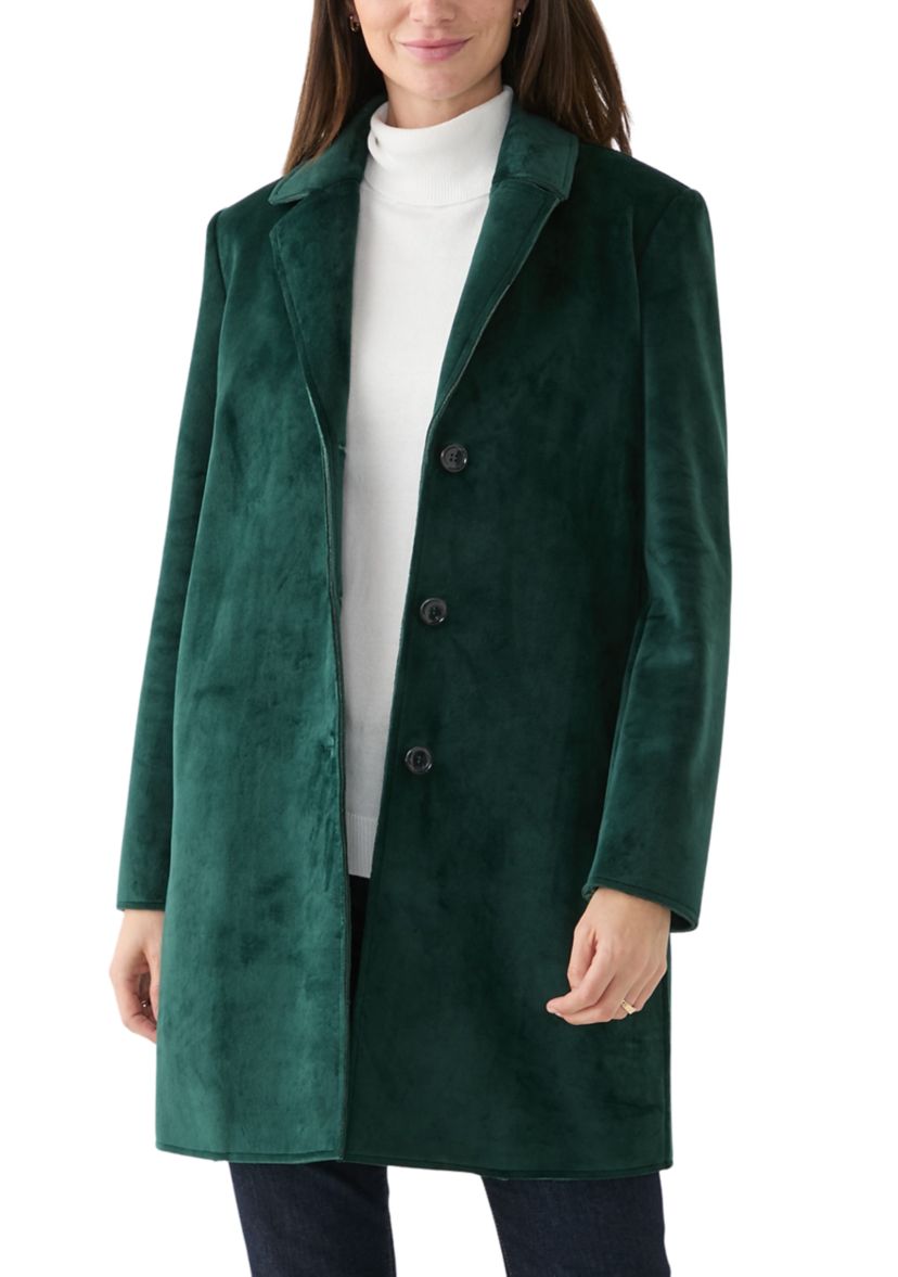 Womens Long Button Velvet Blazer
