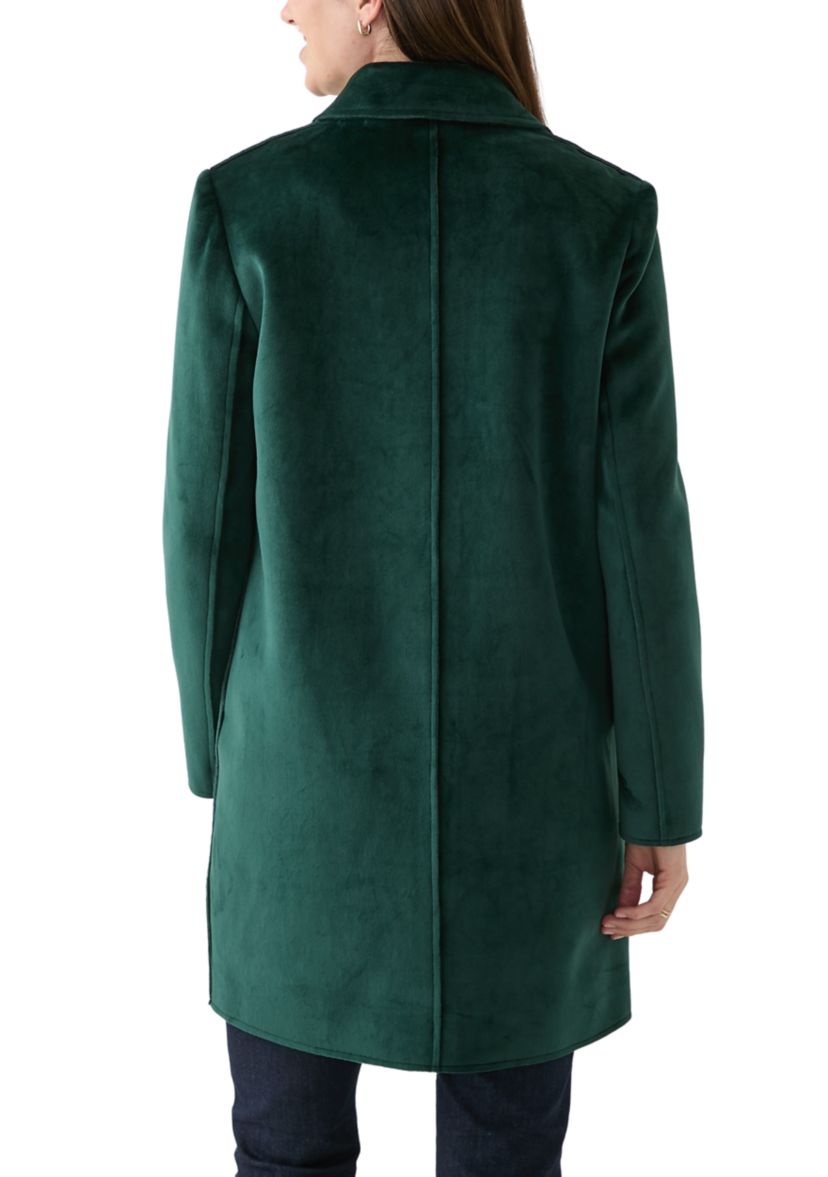 Womens Long Button Velvet Blazer